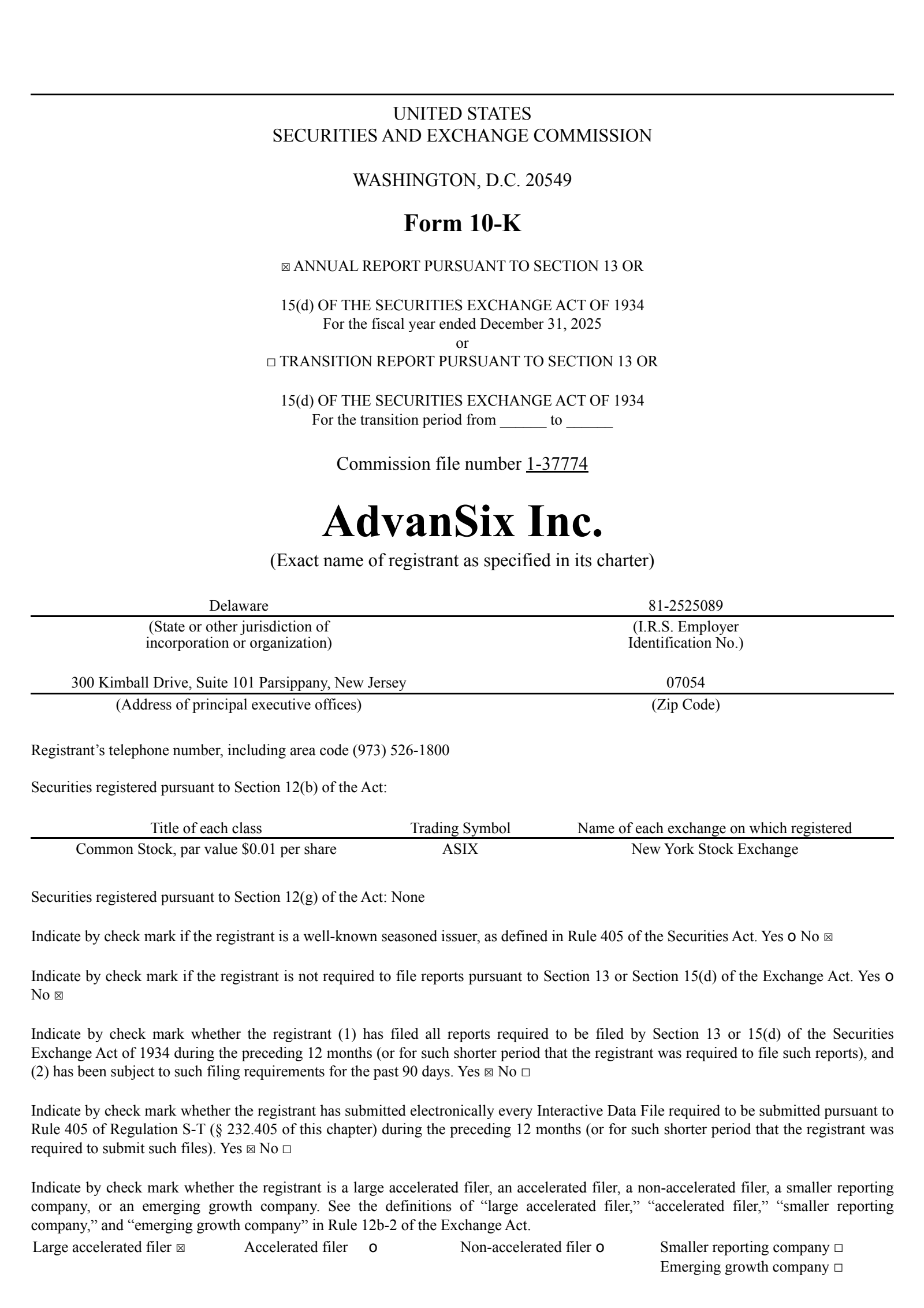 AdvanSix's Q4 2025 Annual report