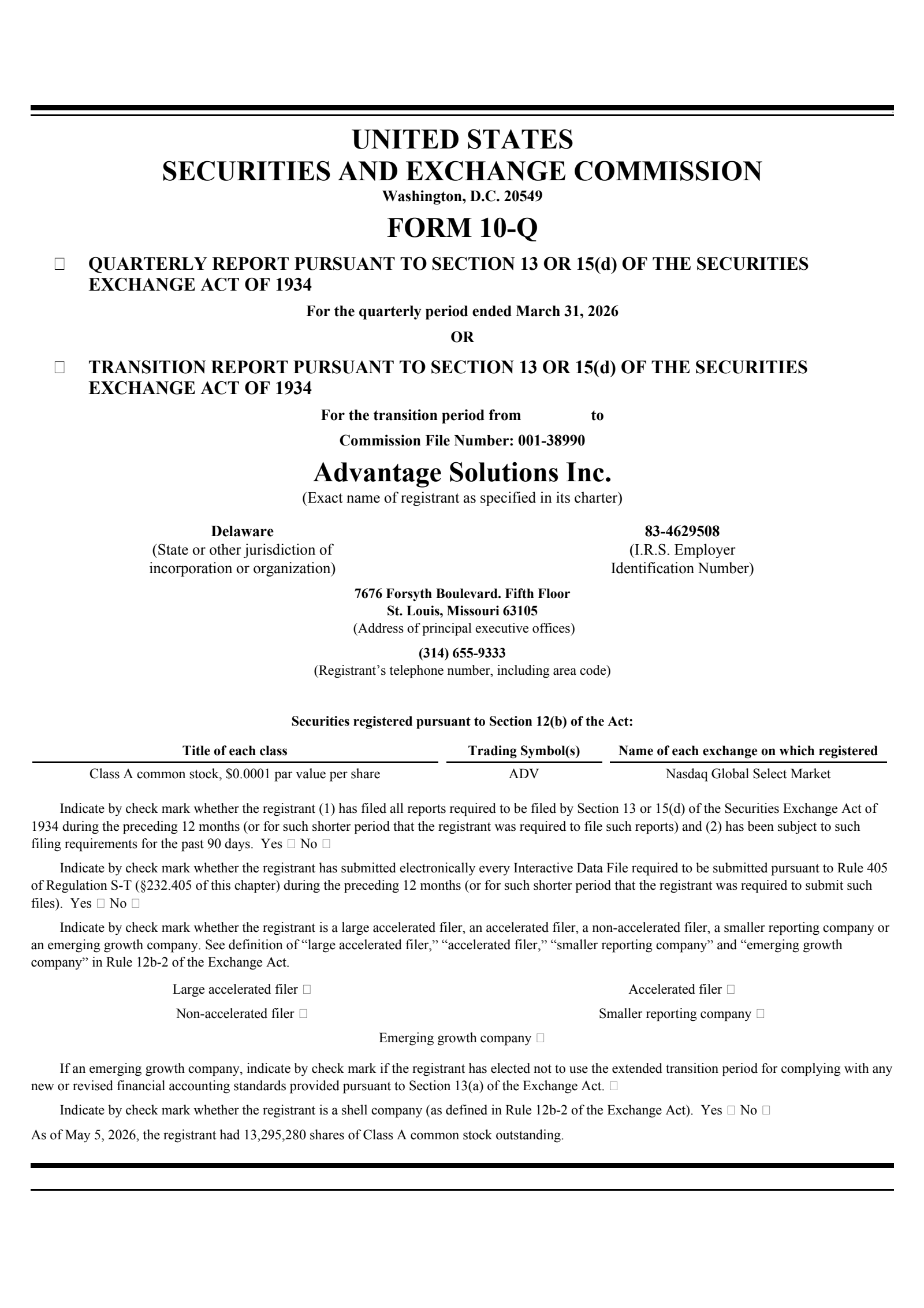 Advantage Solutions' Q1 2026 Quarterly report