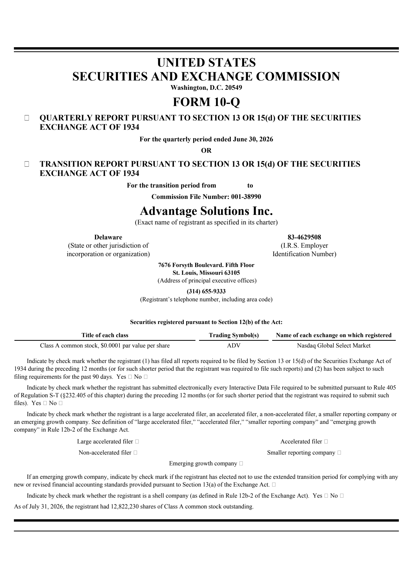 Advantage Solutions' Q2 2026 Quarterly report
