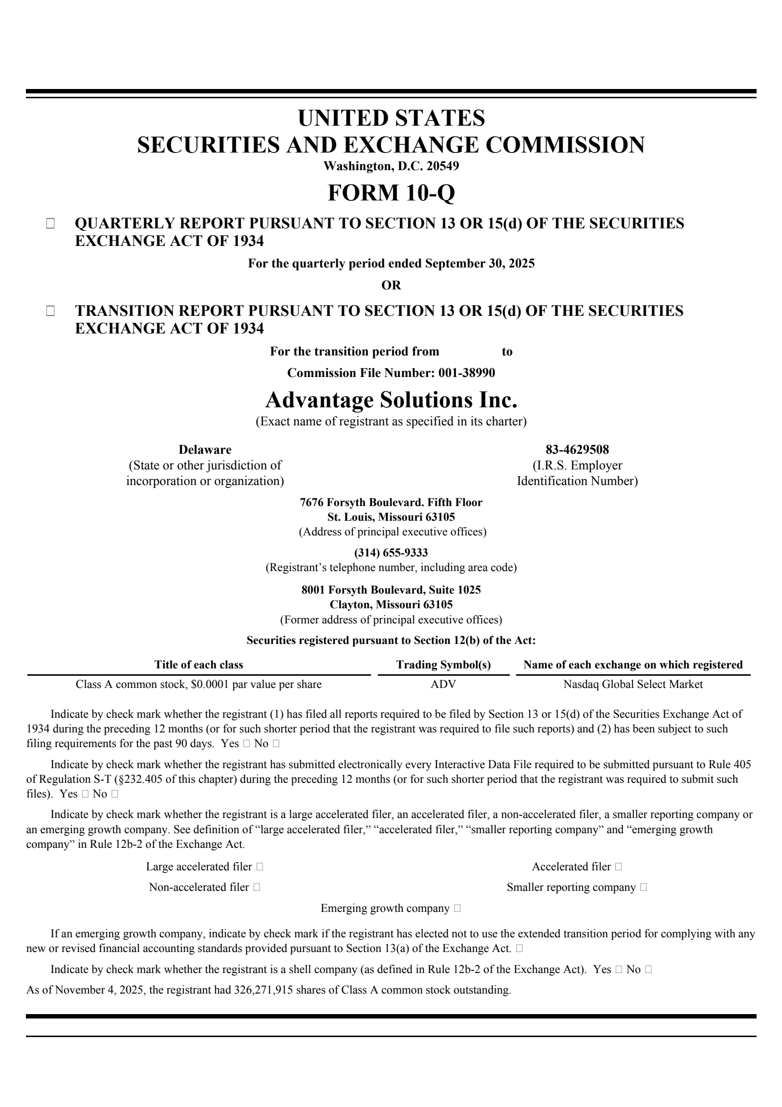 Advantage Solutions' Q3 2025 Quarterly Report