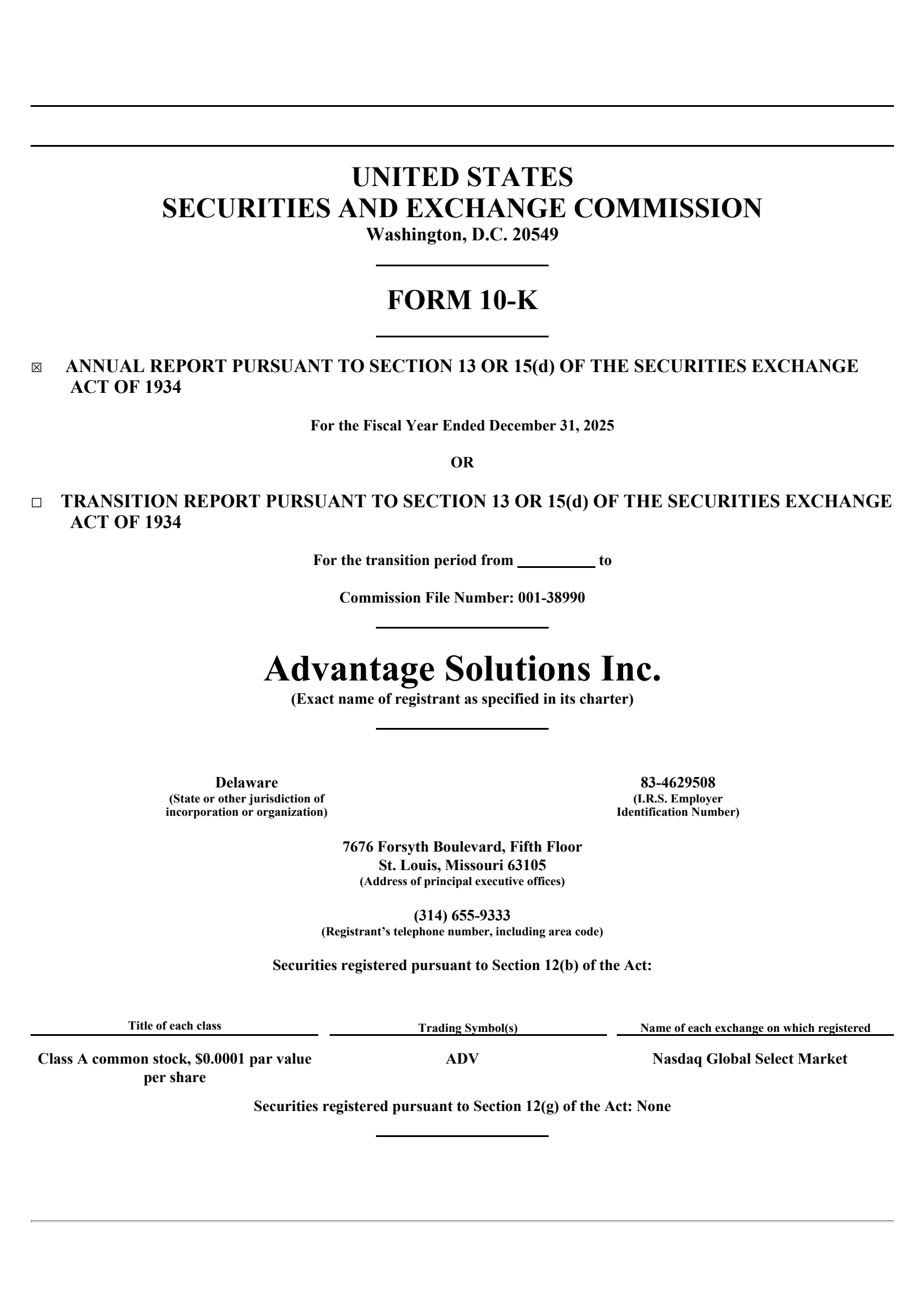 Advantage Solutions' Q4 2025 Annual report