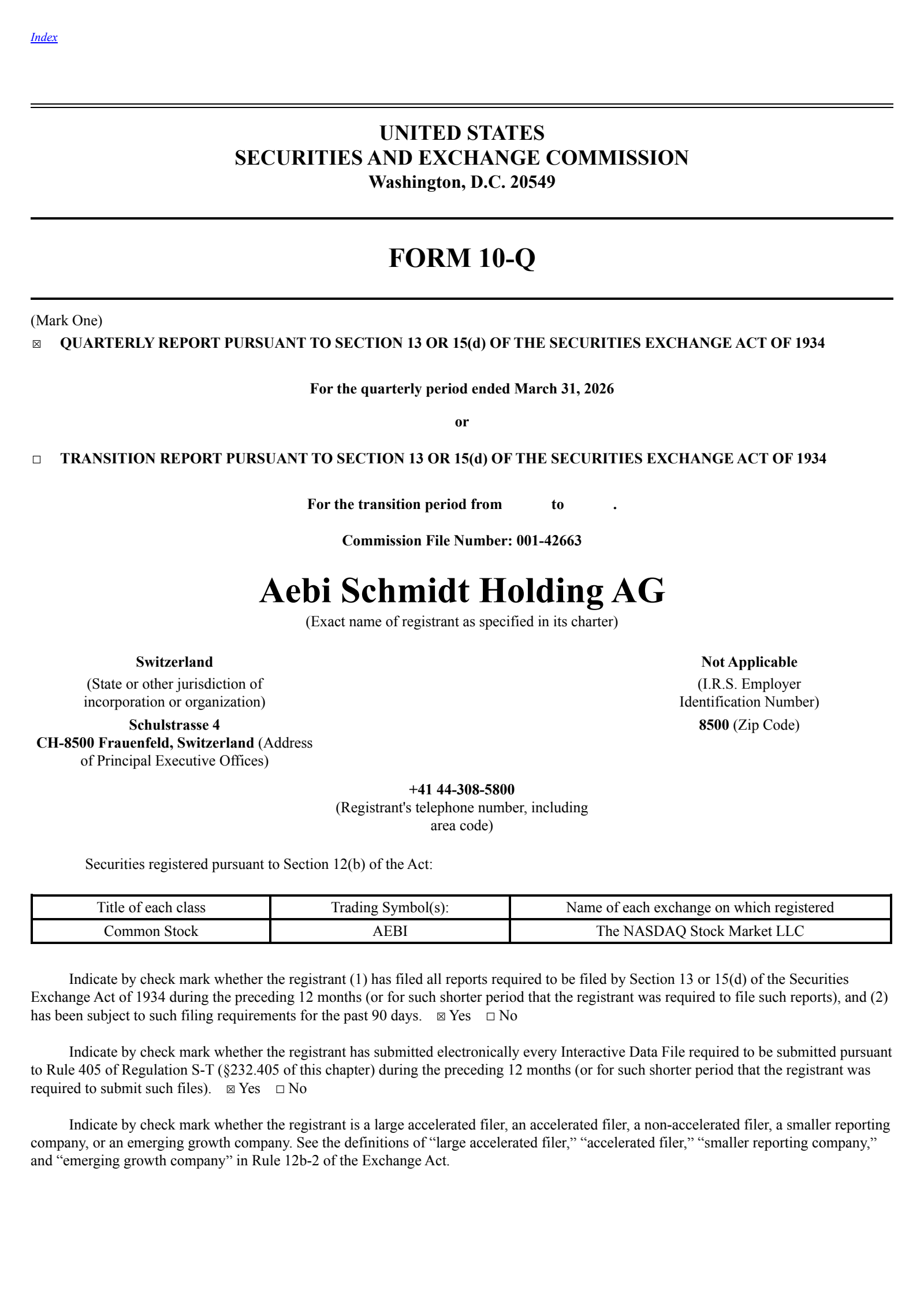 Aebi Schmidt's Q1 2026 Quarterly report