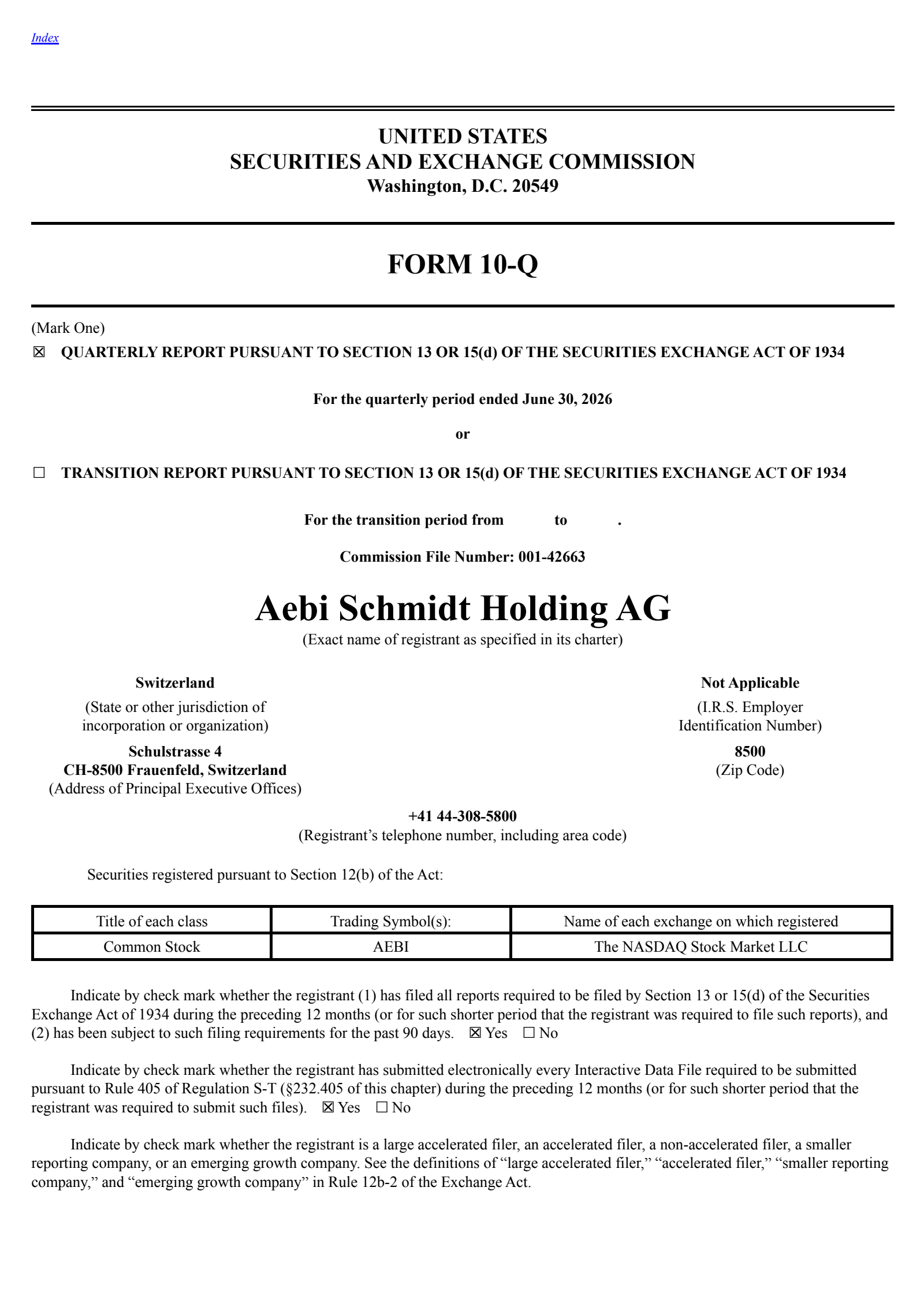 Aebi Schmidt's Q2 2026 Quarterly report