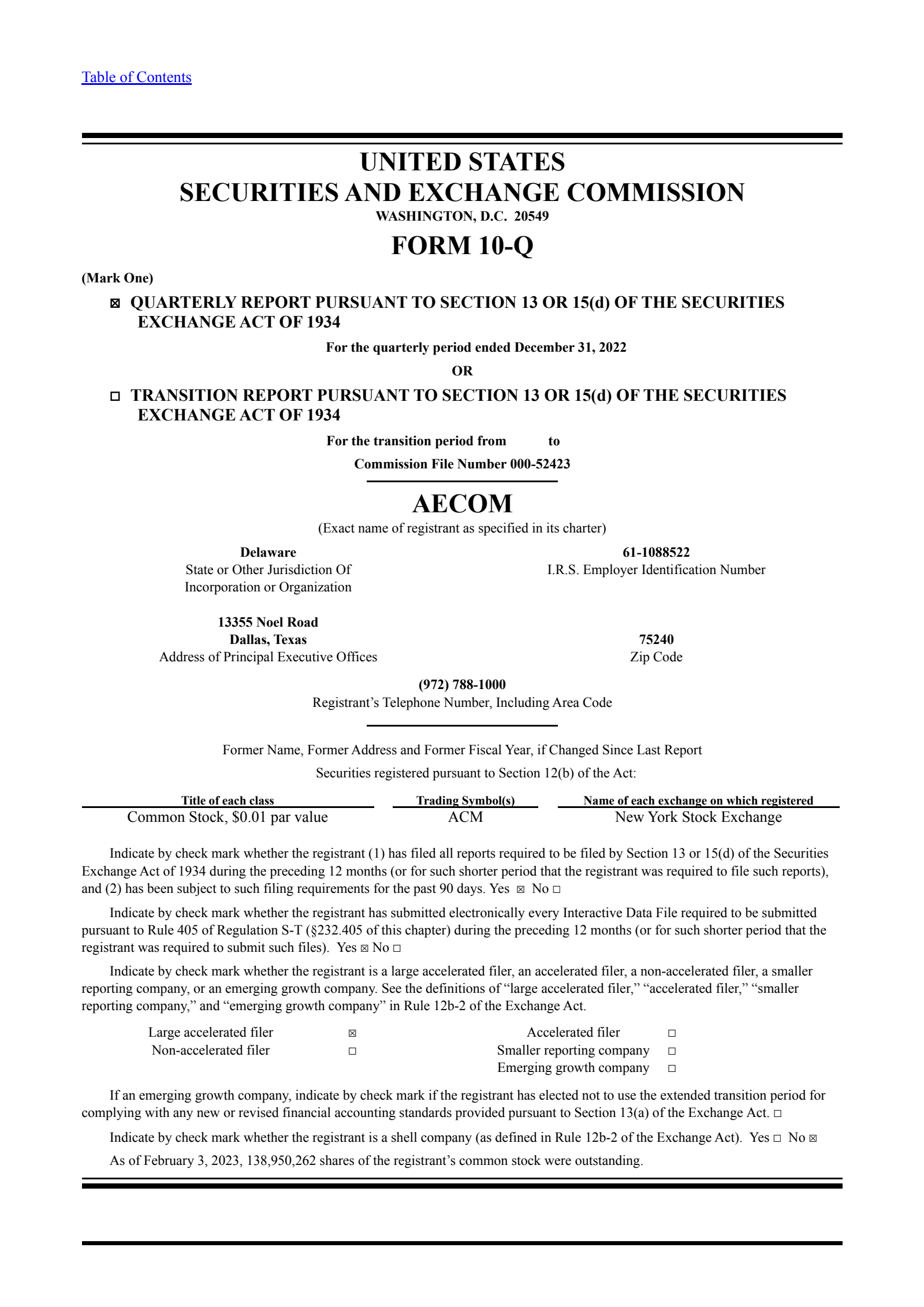 AECOM's Q1 2023 Quarterly report