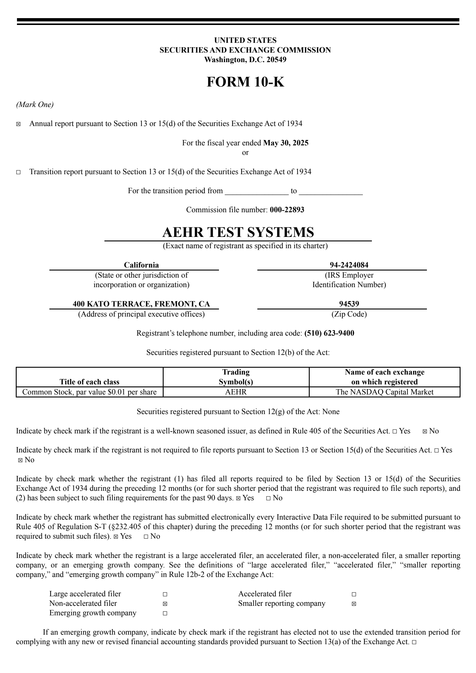 Aehr Test Systems' Q4 2025 Annual report