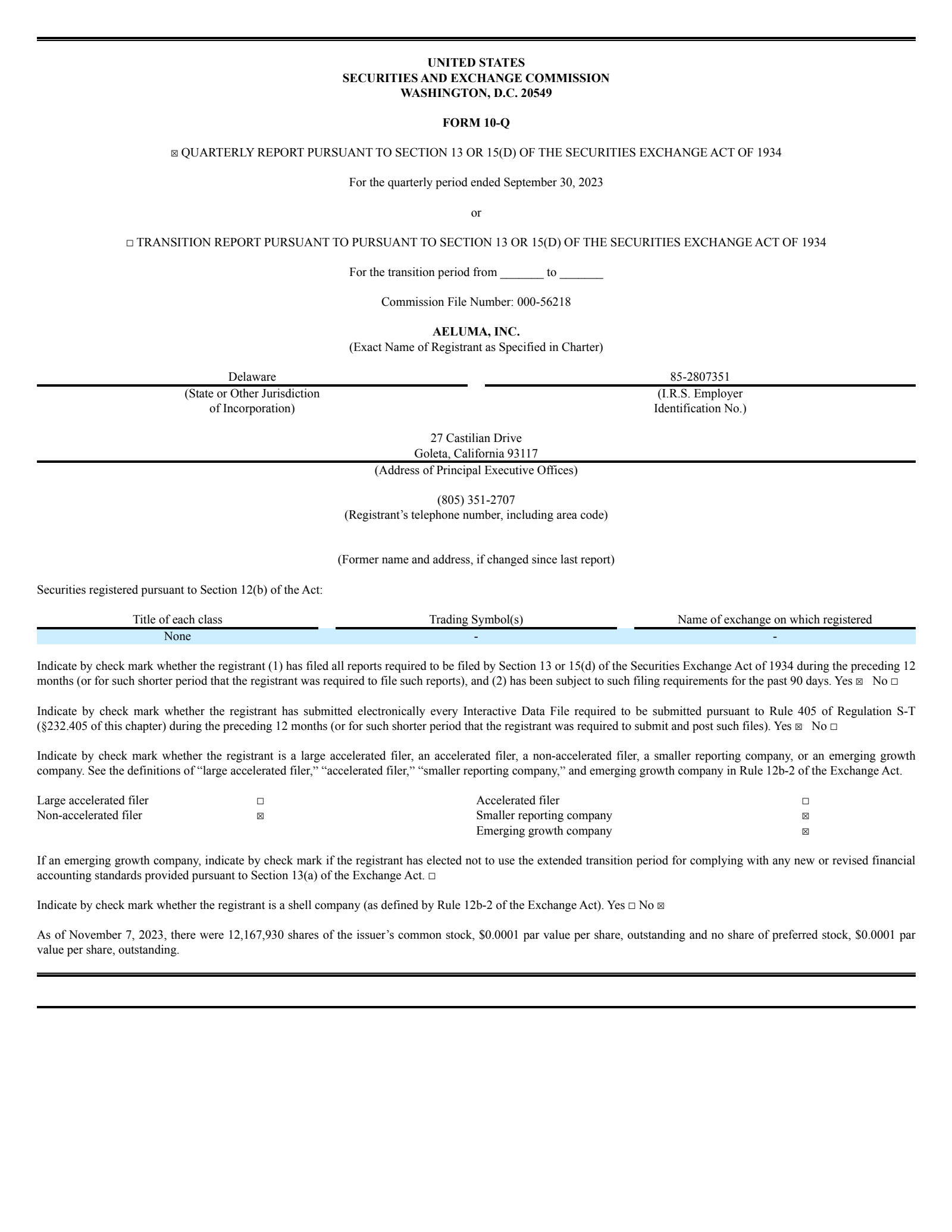 Aeluma's Q1 2024 Quarterly Report