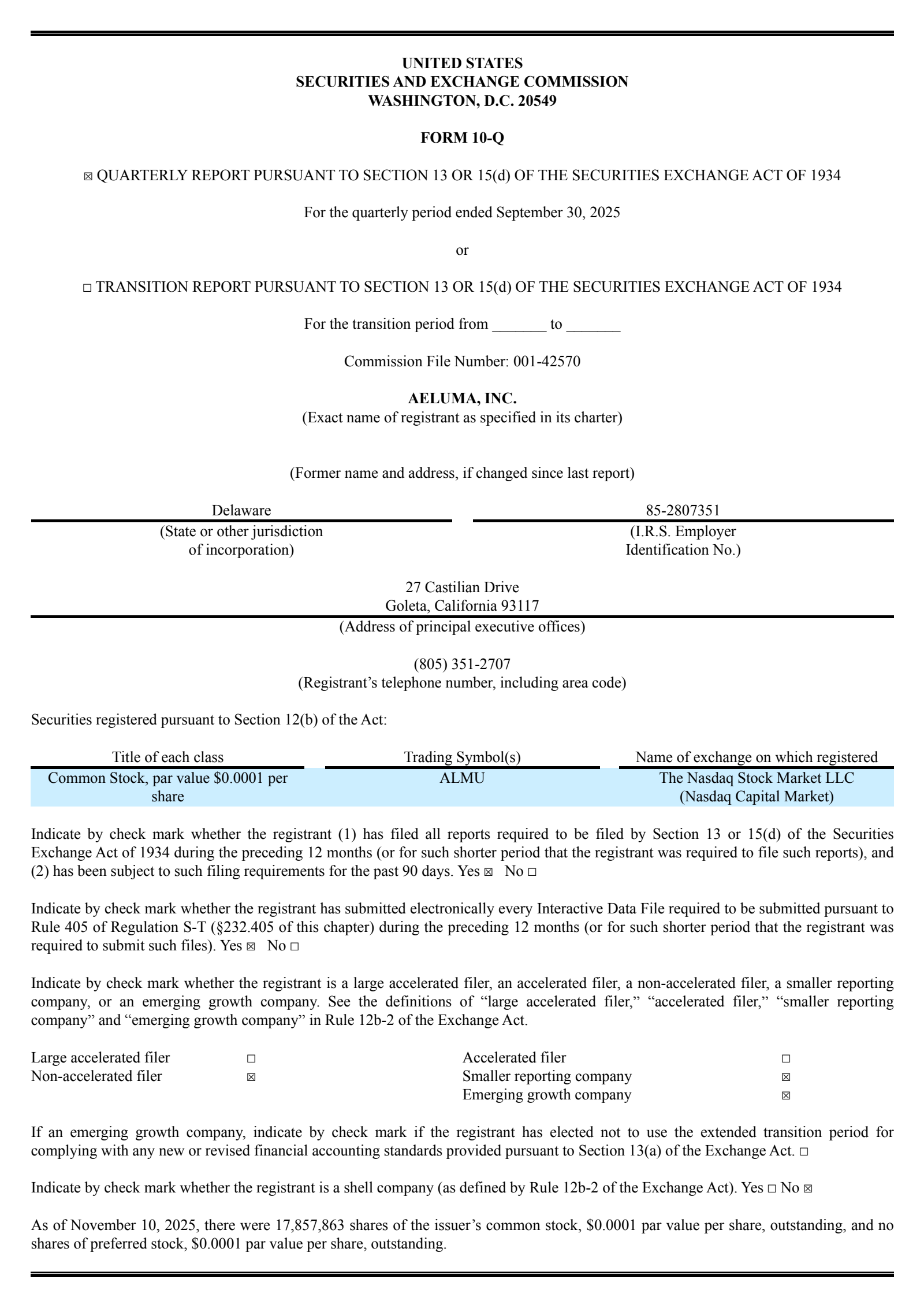 Aeluma's Q1 2026 Quarterly Report
