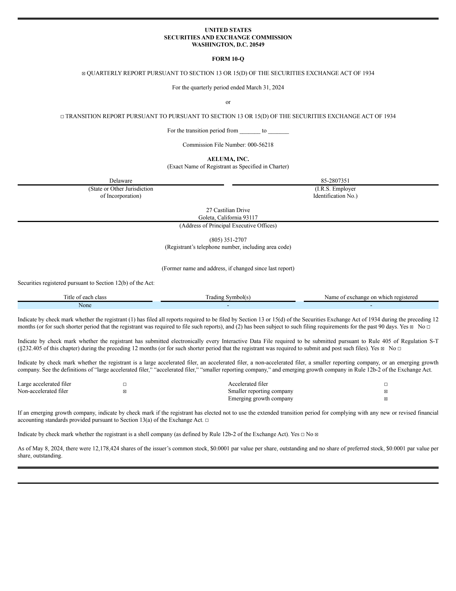 Aeluma's Q3 2024 Quarterly Report