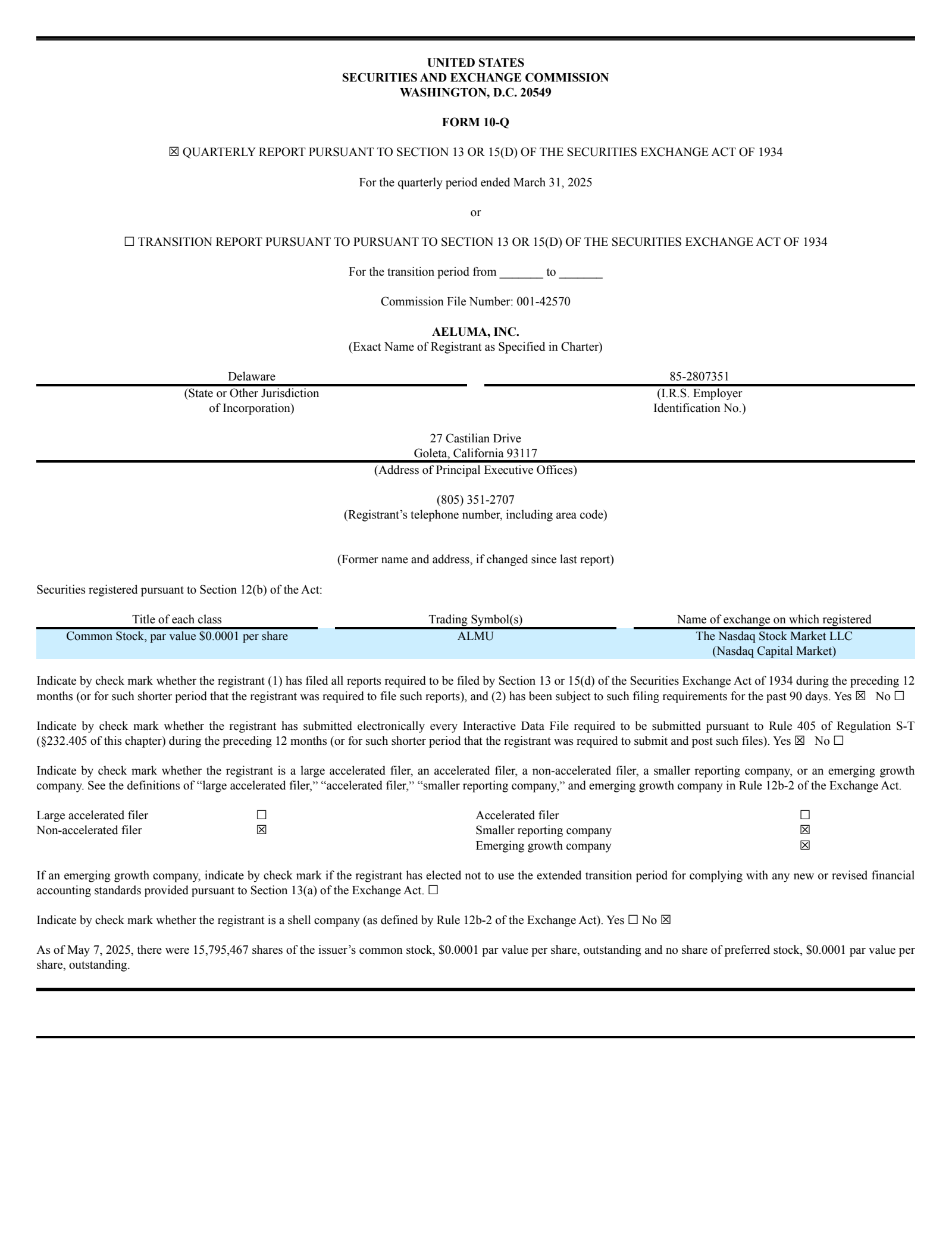 Aeluma's Q3 2025 Quarterly Report