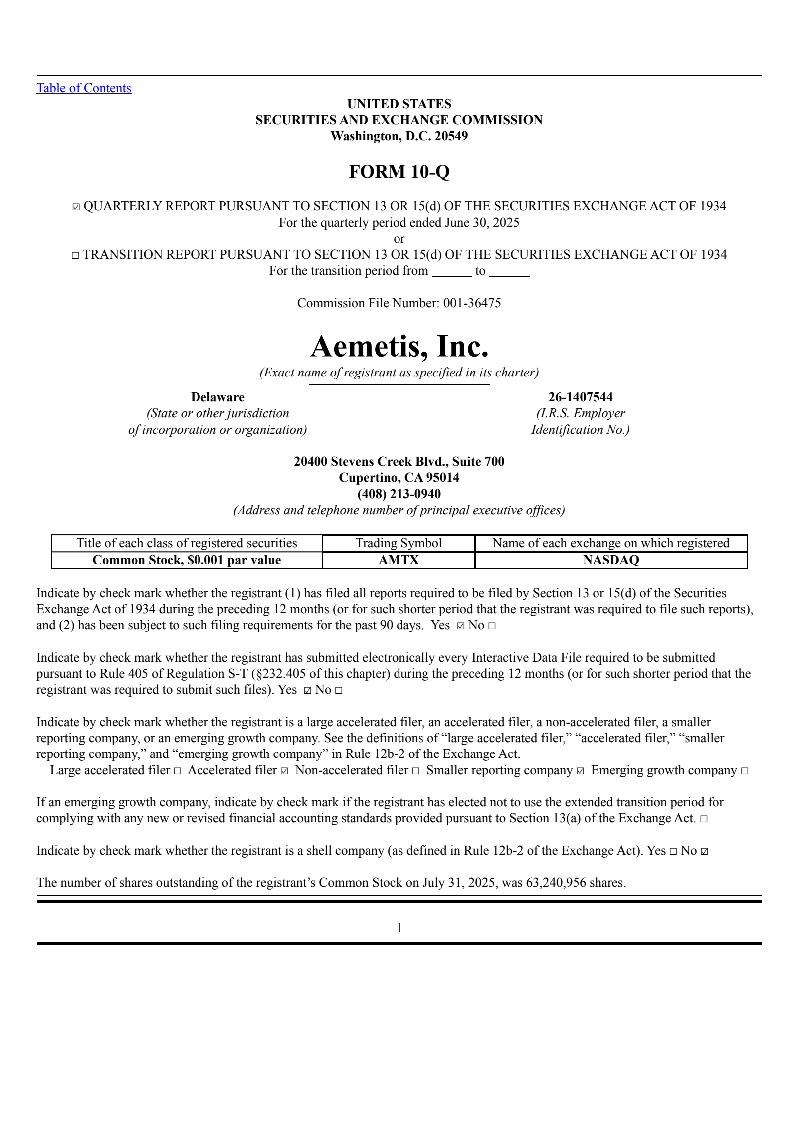 Aemetis' Q2 2025 Quarterly report