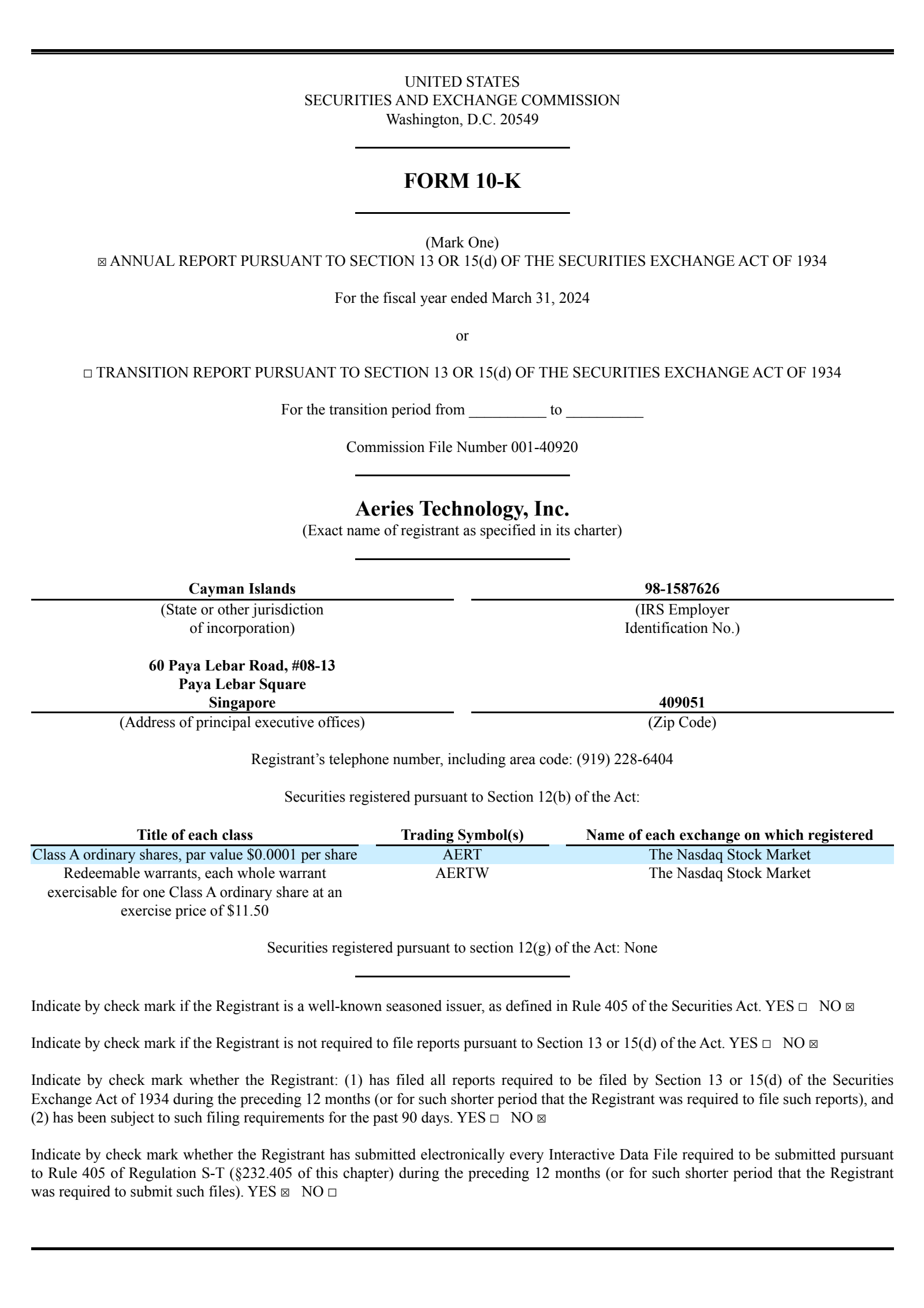 Aeries Technology's Q4 2024 Annual report