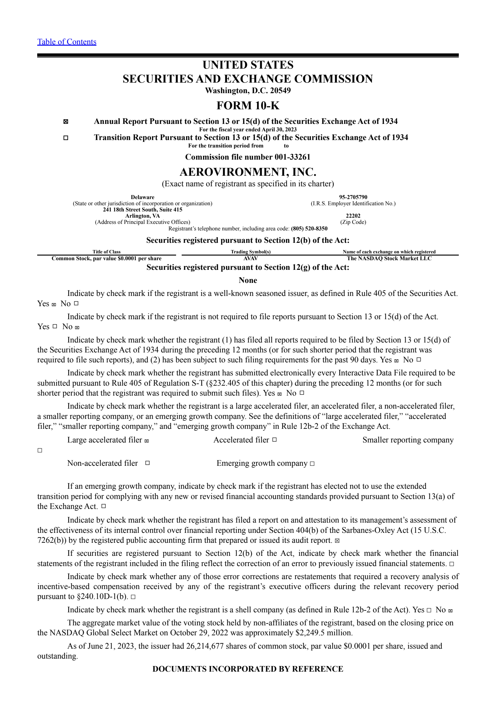 AeroVironment's Q4 2023 Annual report