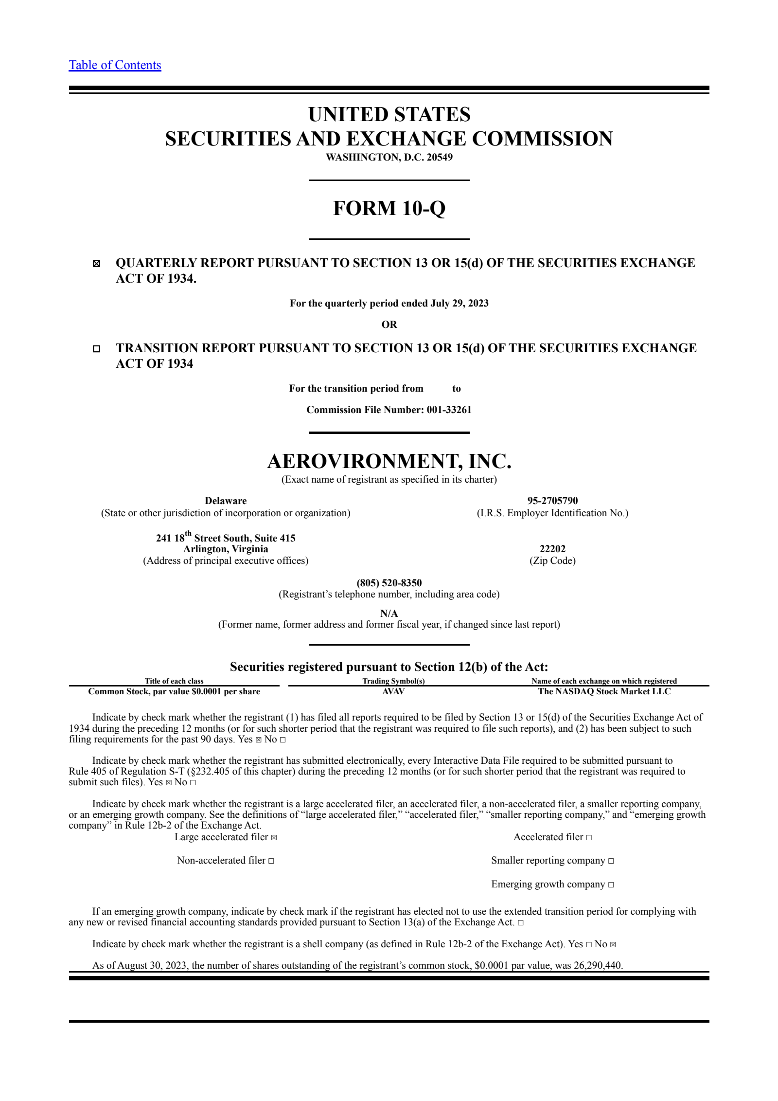 AeroVironment's Q1 2024 Quarterly report