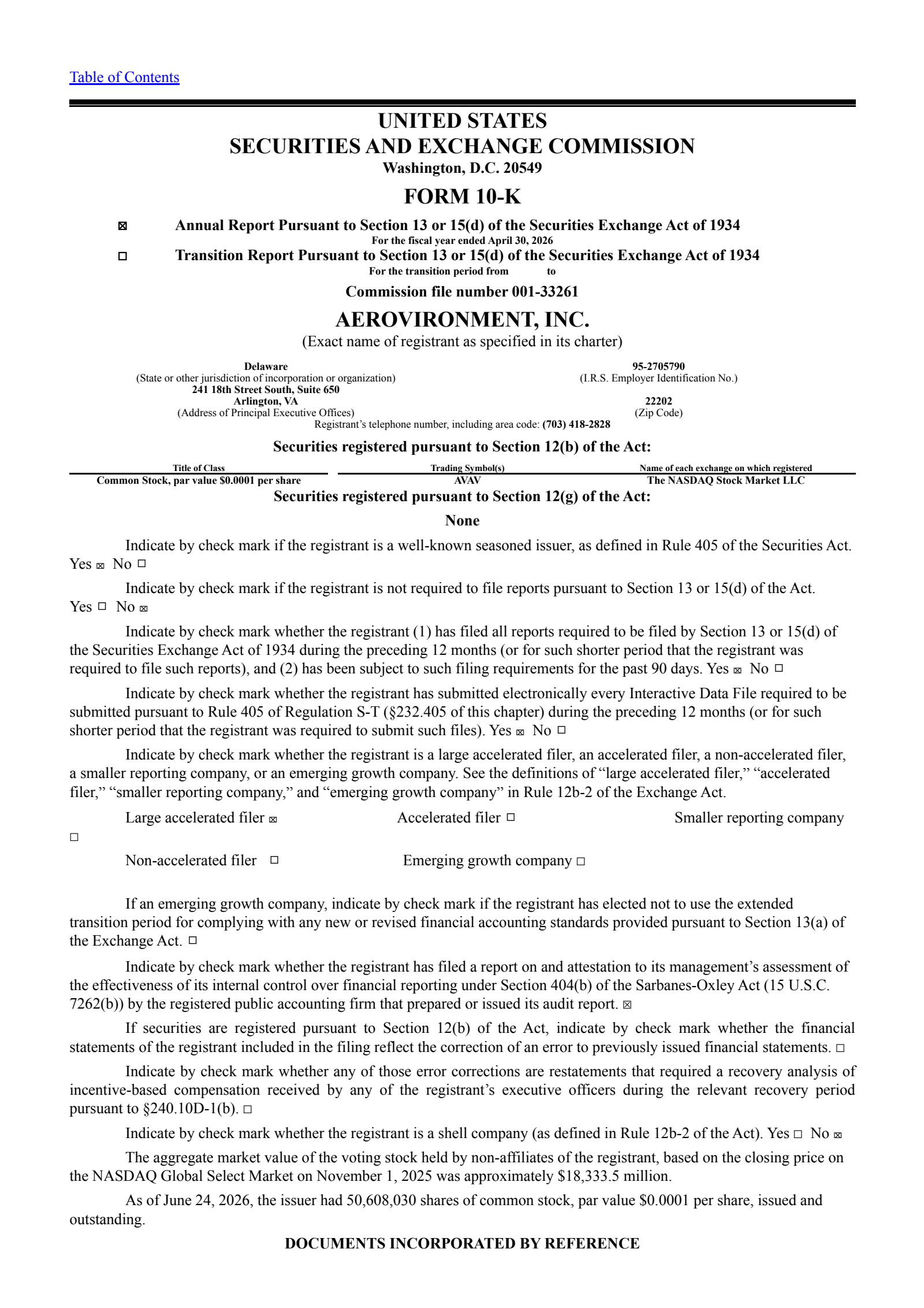 AeroVironment's Q4 2026 Annual report