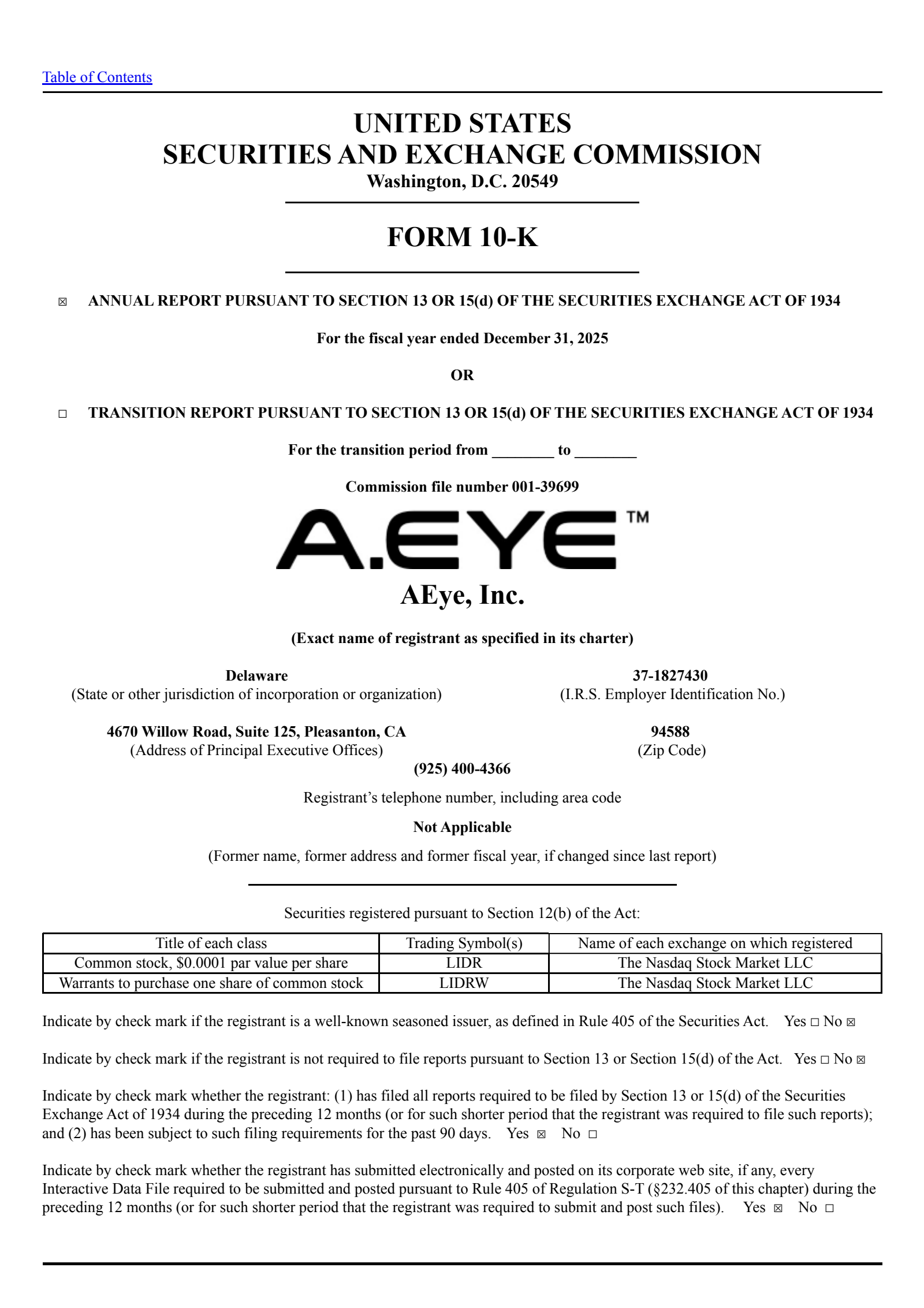 AEye's Q4 2025 Annual report