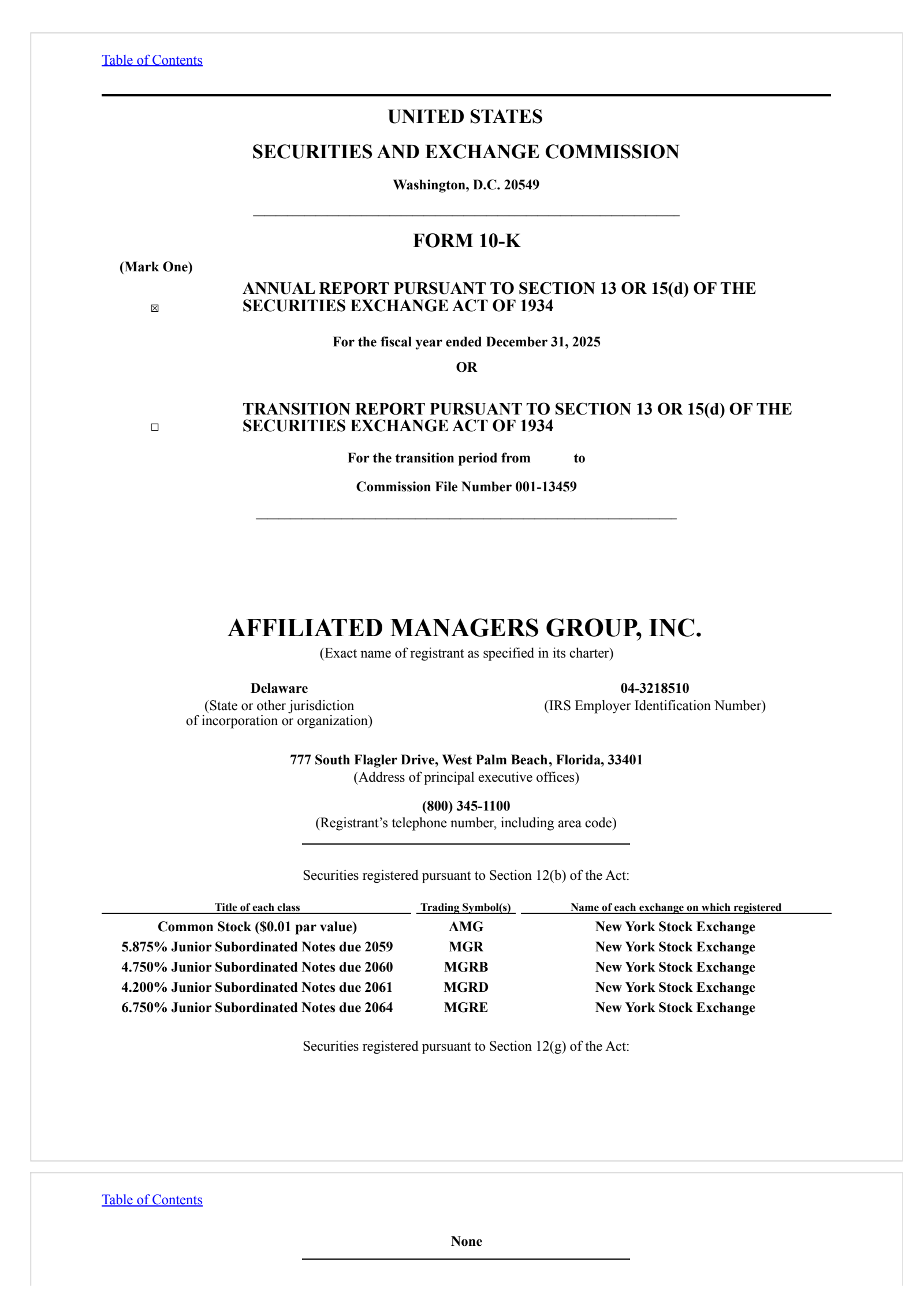 Affiliated Managers Group's Q4 2025 Annual report