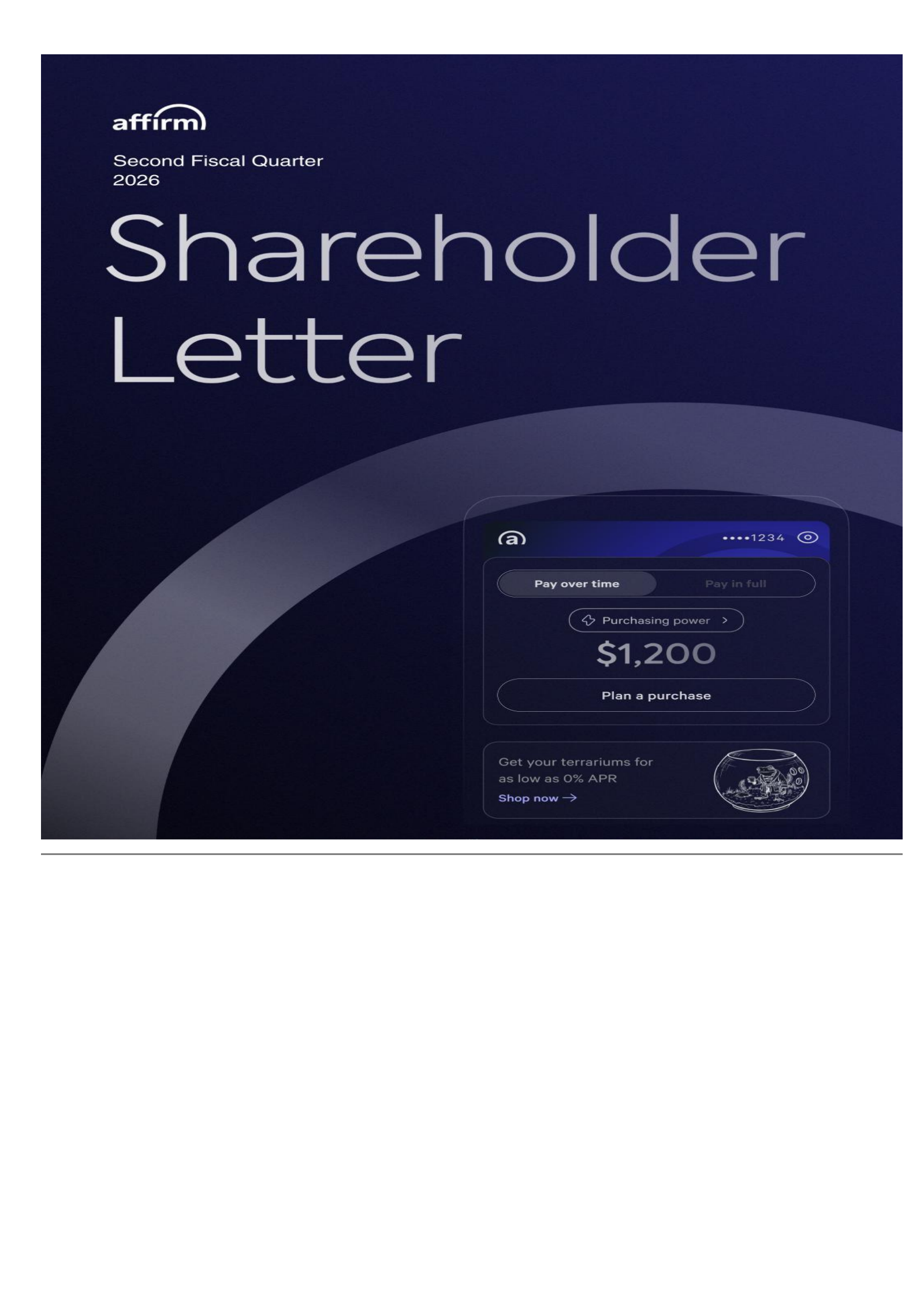 Affirm's Q2 2026 Press Release