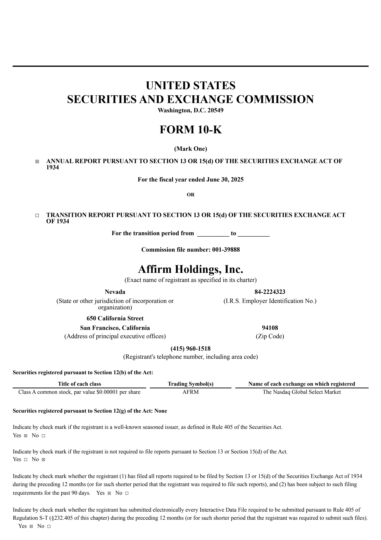 Affirm's Q4 2025 Annual report