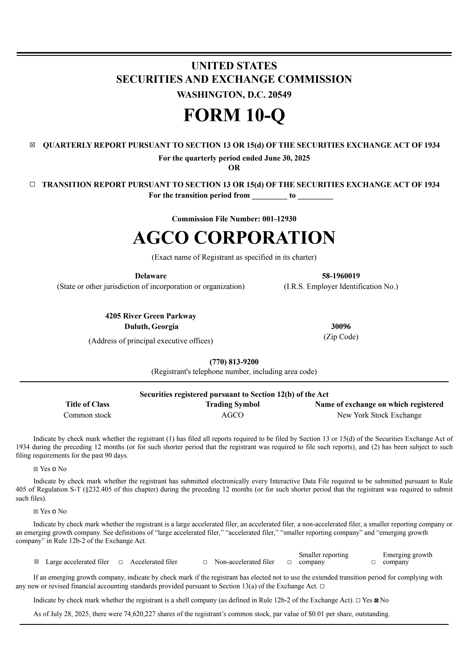 AGCO's Q2 2025 Quarterly report