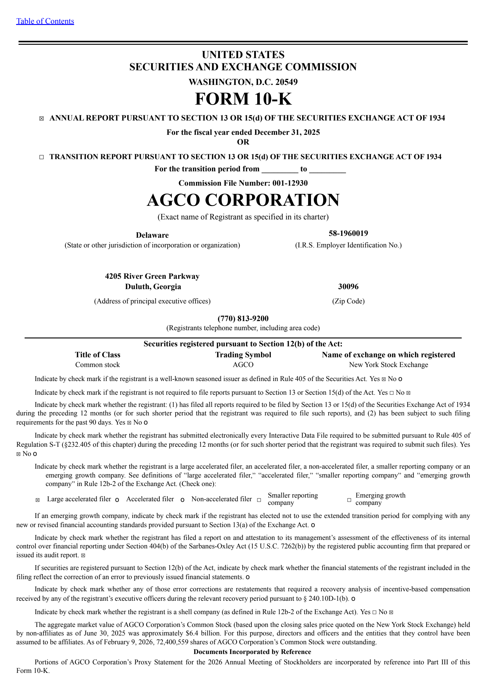 AGCO's Q4 2025 Annual report