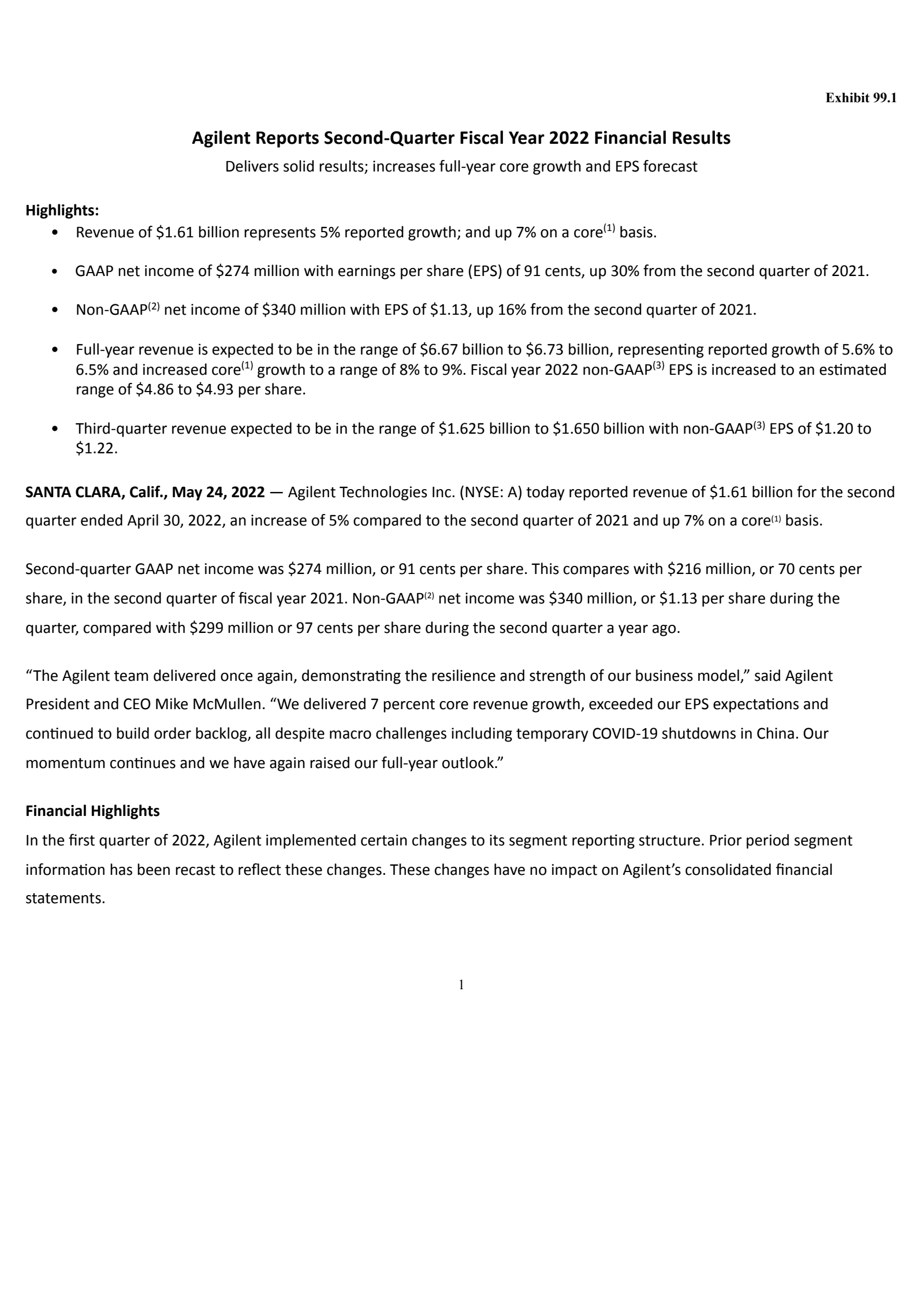 Agilent Technologies' Q2 2022 Earnings Release