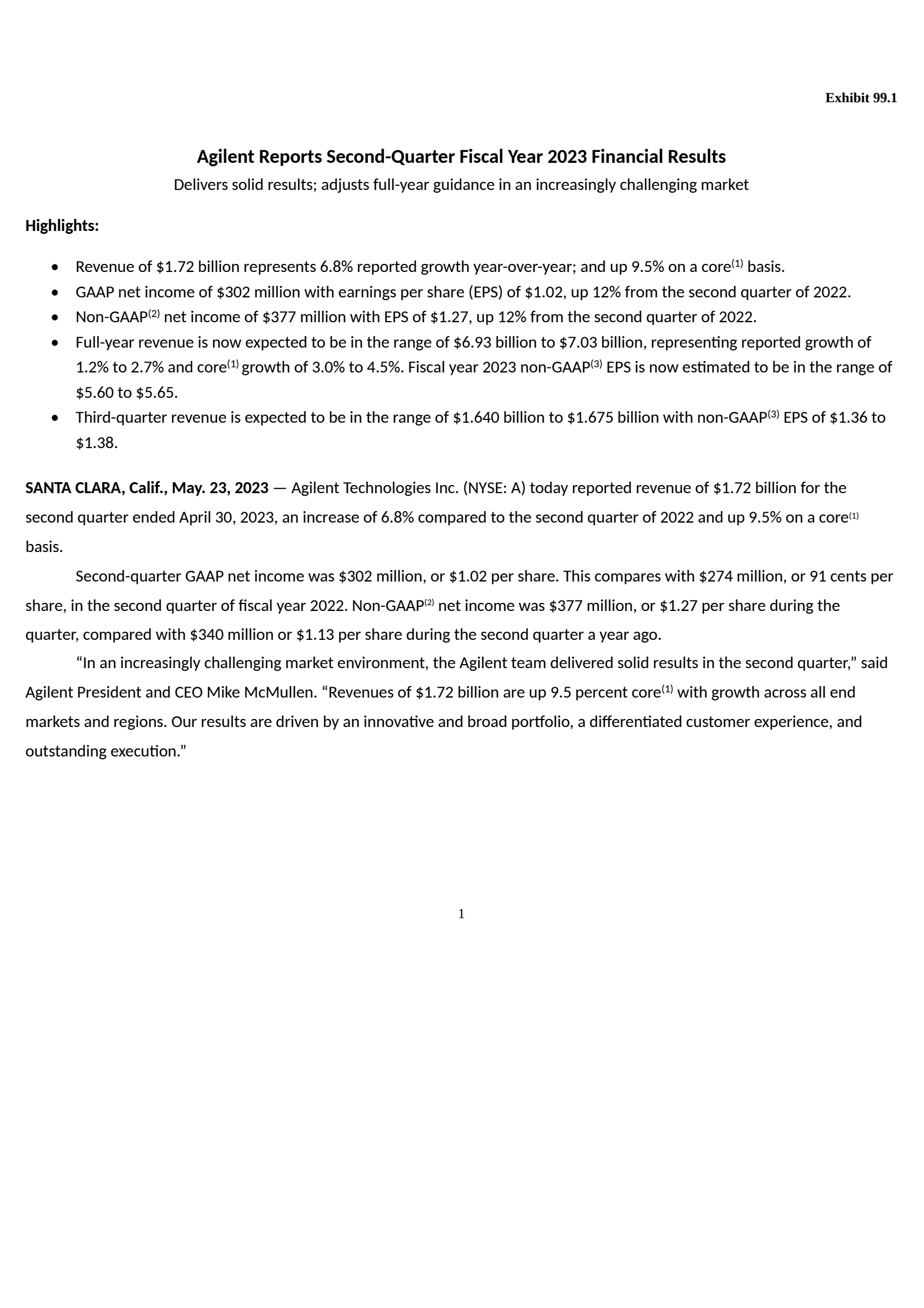 Agilent Technologies' Q2 2023 Earnings Release