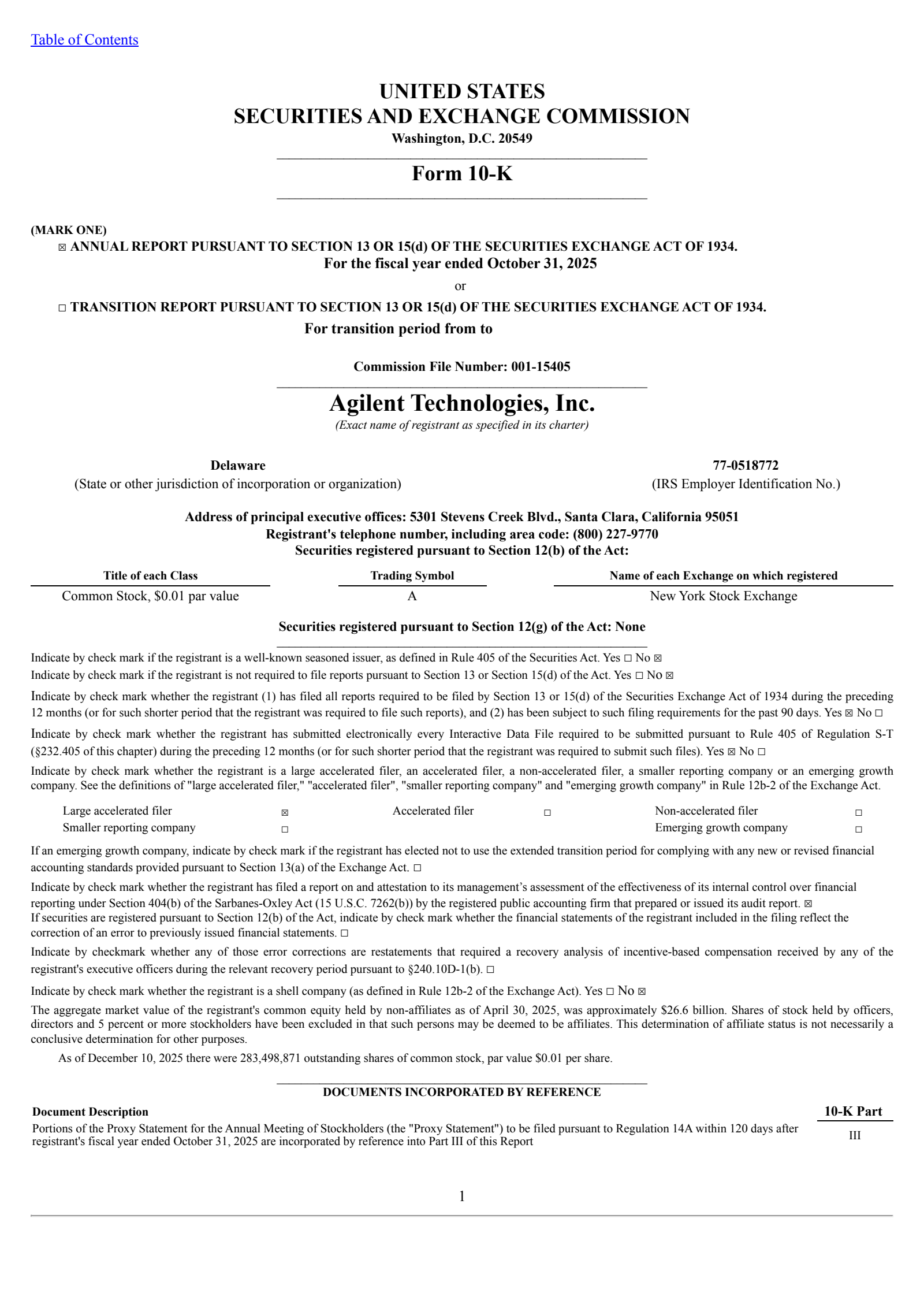 Agilent Technologies' Q4 2025 Annual Report