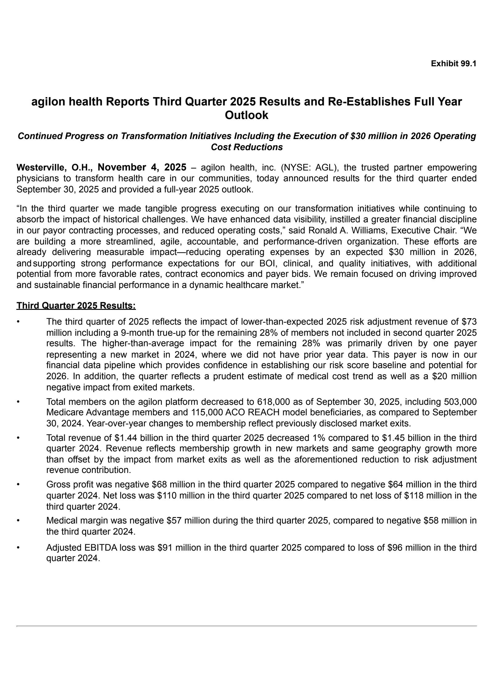 Agilon Health's Q3 2025 Earnings Release
