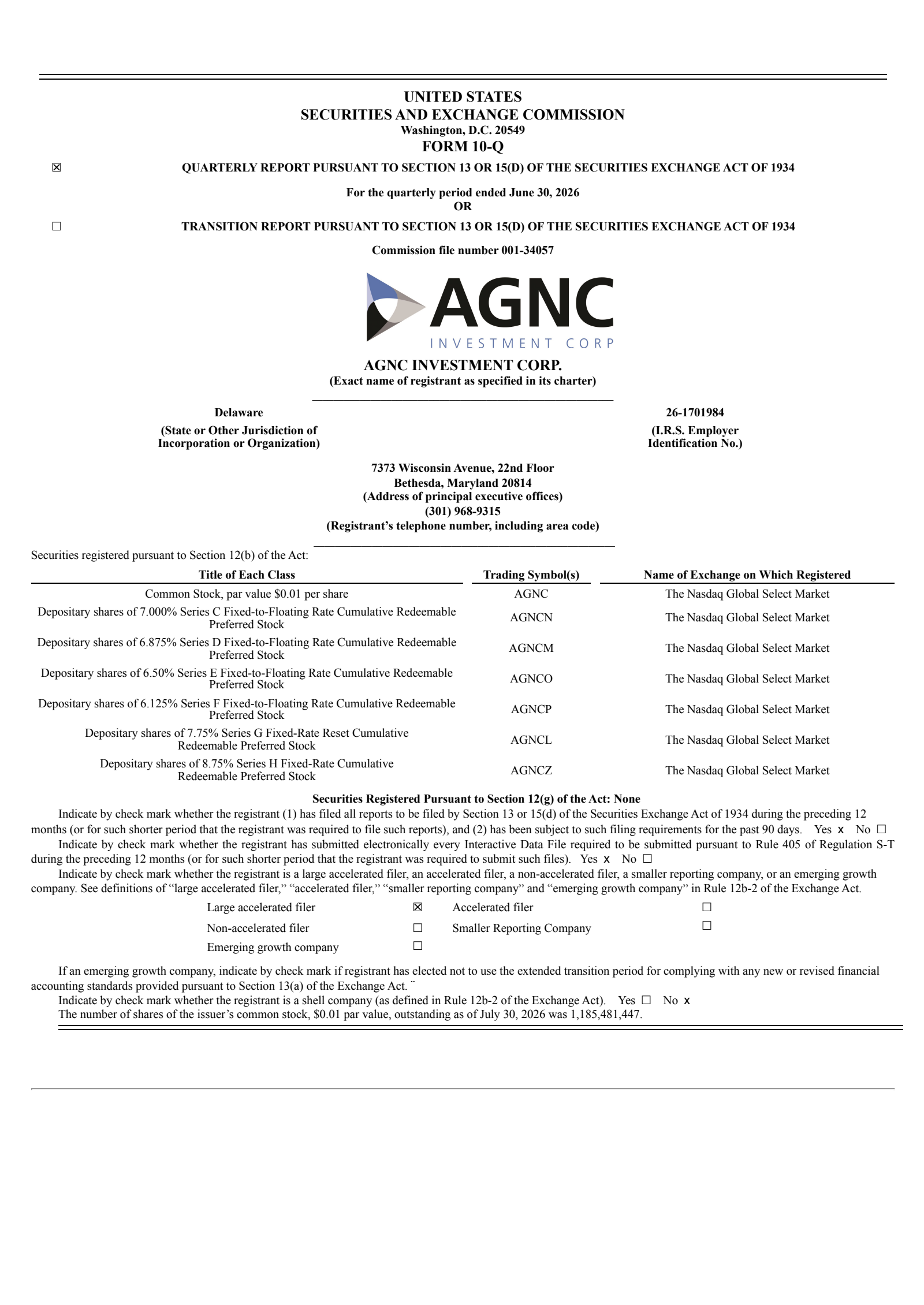 AGNC Investment's Q2 2026 Quarterly report