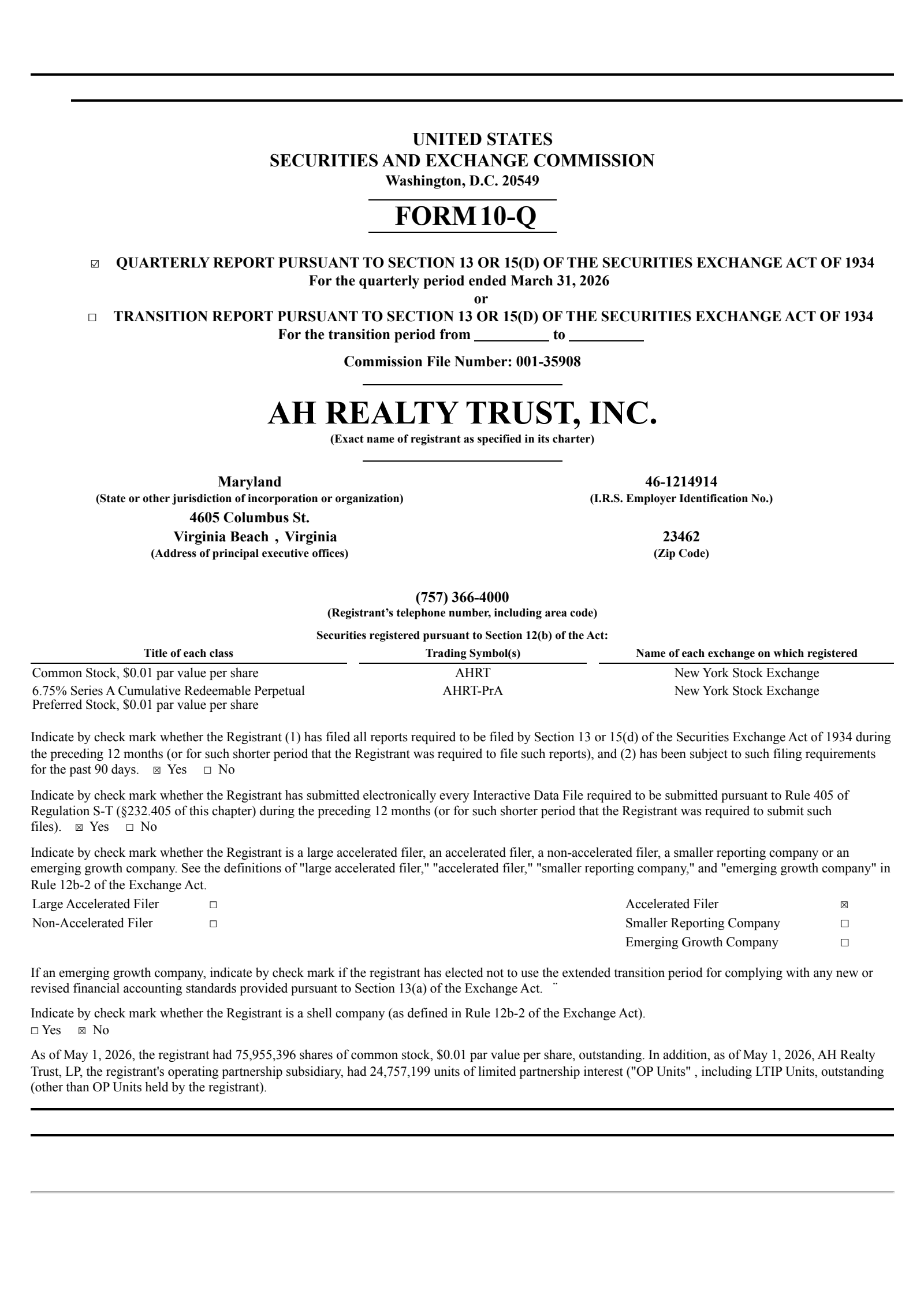 Armada Hoffler Properties' Q1 2026 Quarterly report