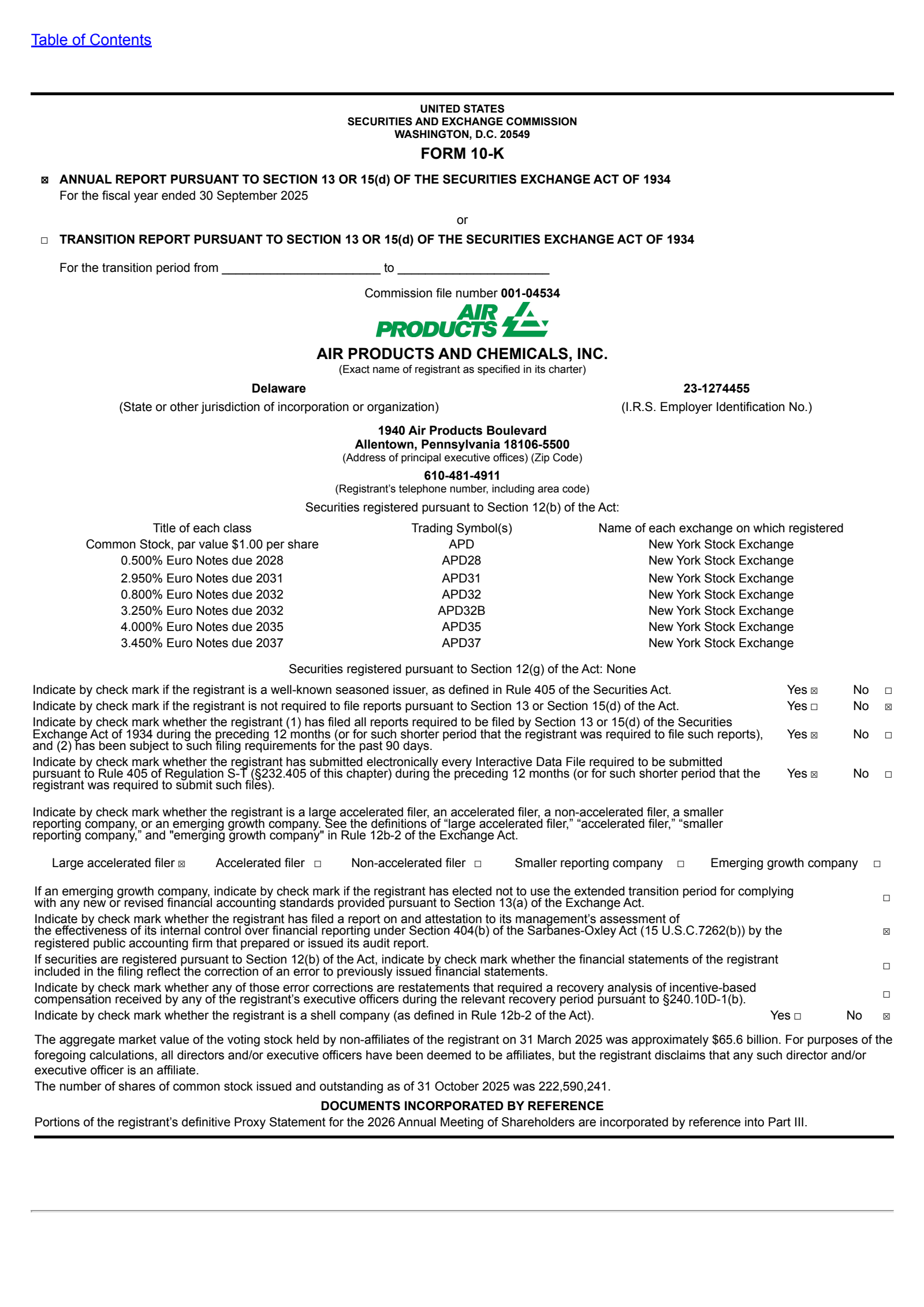 Air Products and Chemicals' Q4 2025 Annual Report