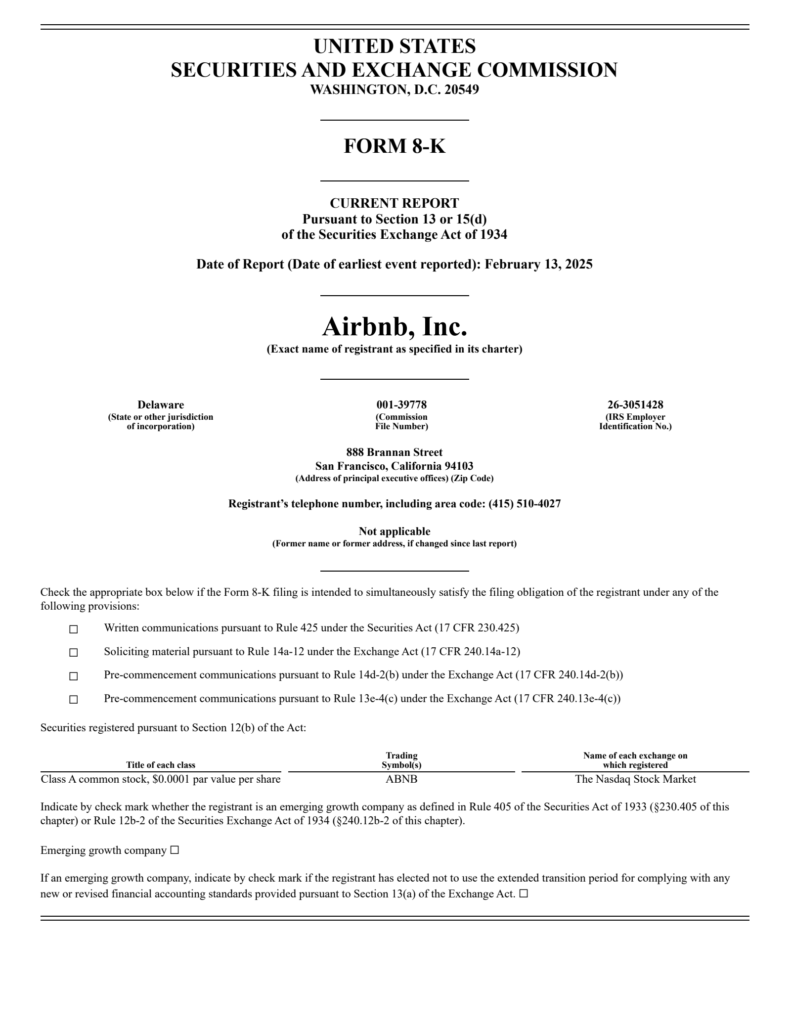 Airbnb's Q4 2024 Press Release