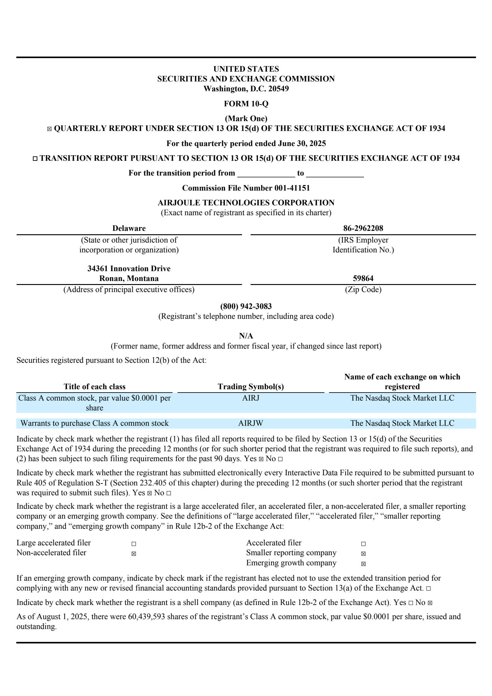 AirJoule Technologies' Q2 2025 Quarterly report