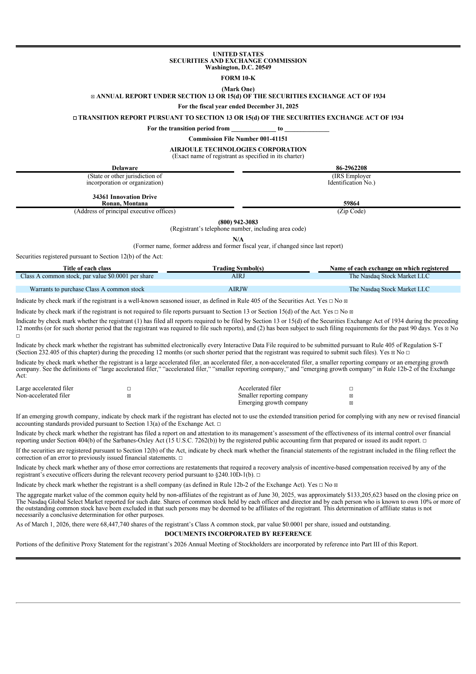 AirJoule Technologies' Q4 2025 Annual report