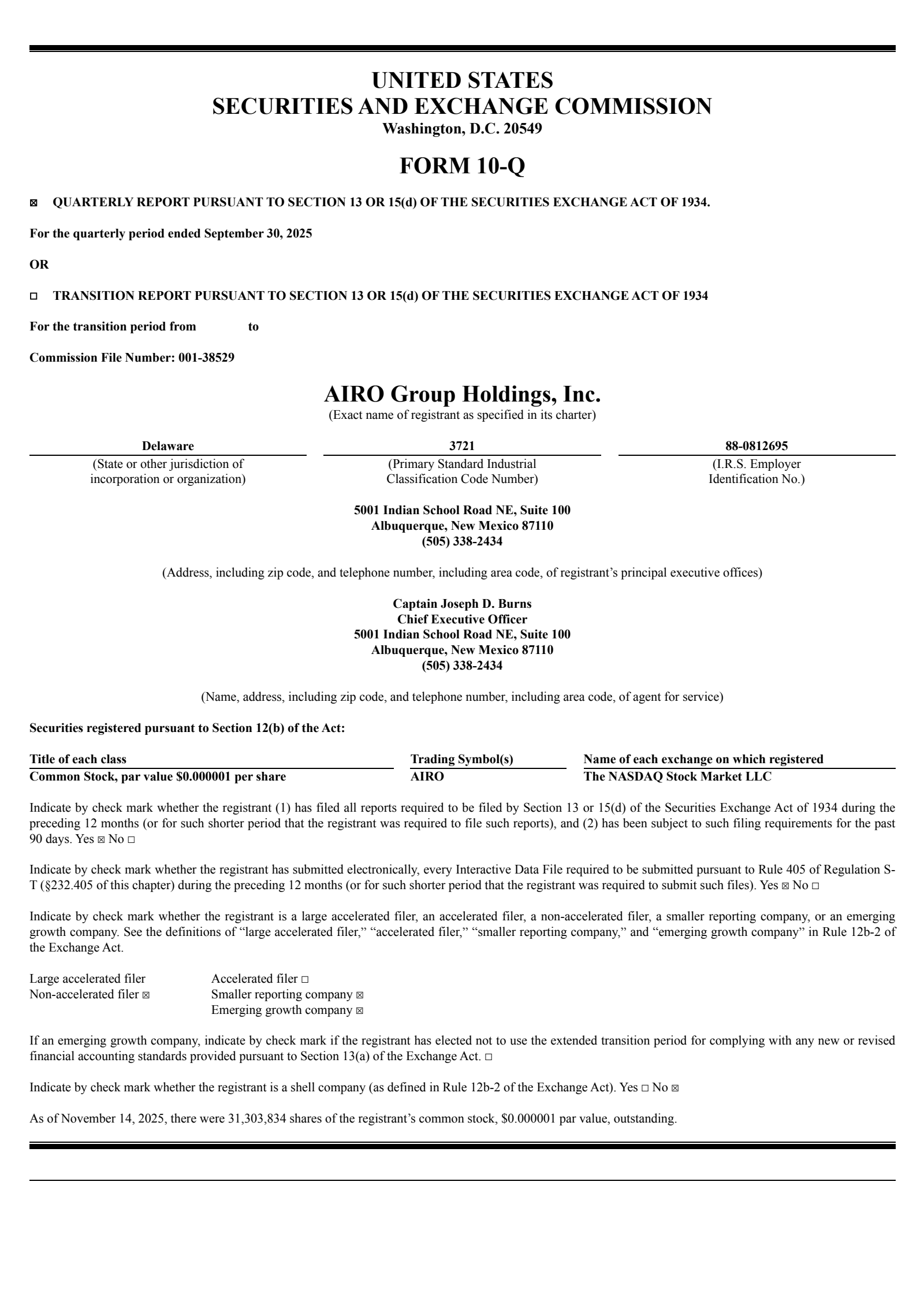 AIRO Group's Q3 2025 Quarterly Report
