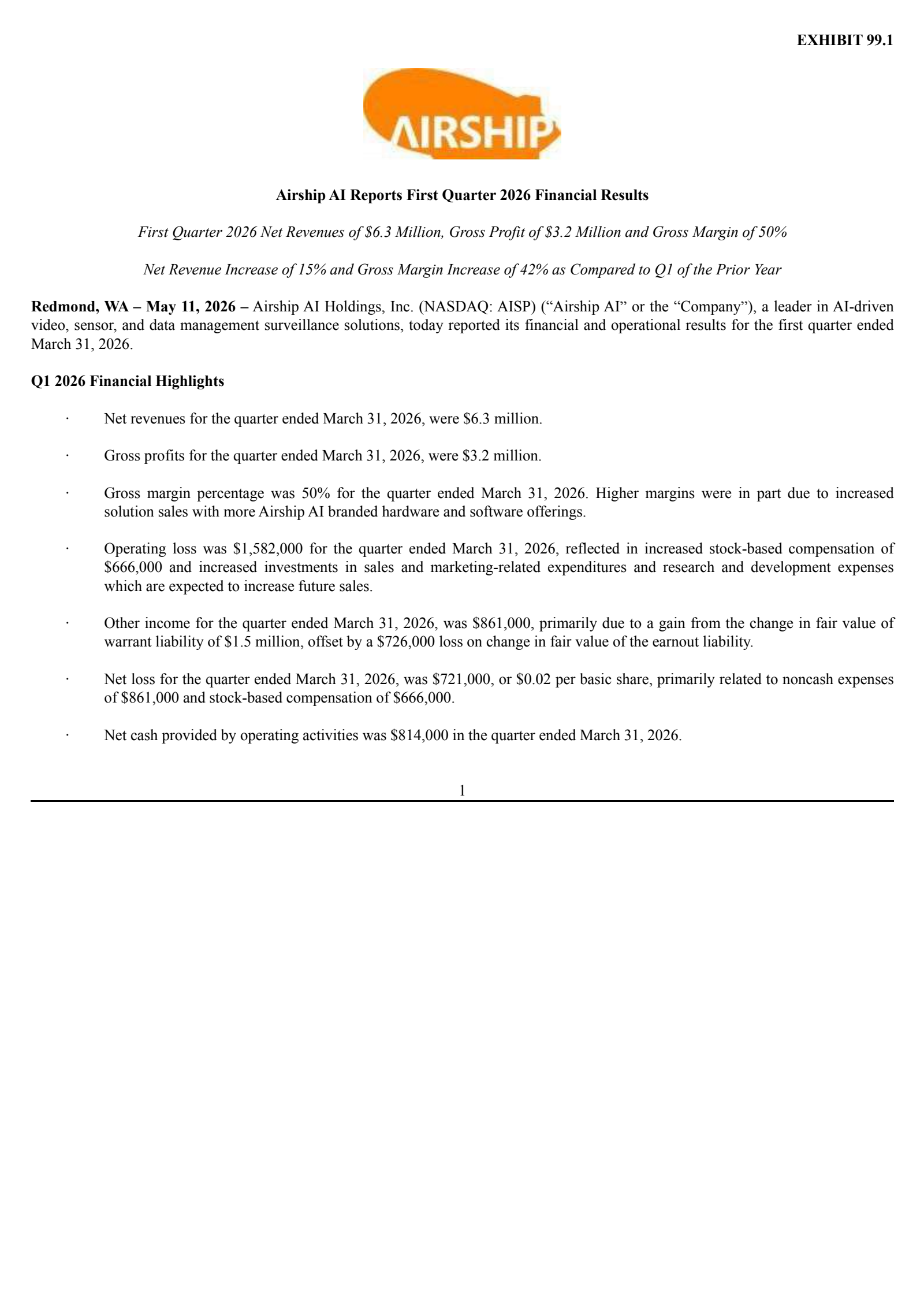 Airship AI's Q1 2026 Press Release