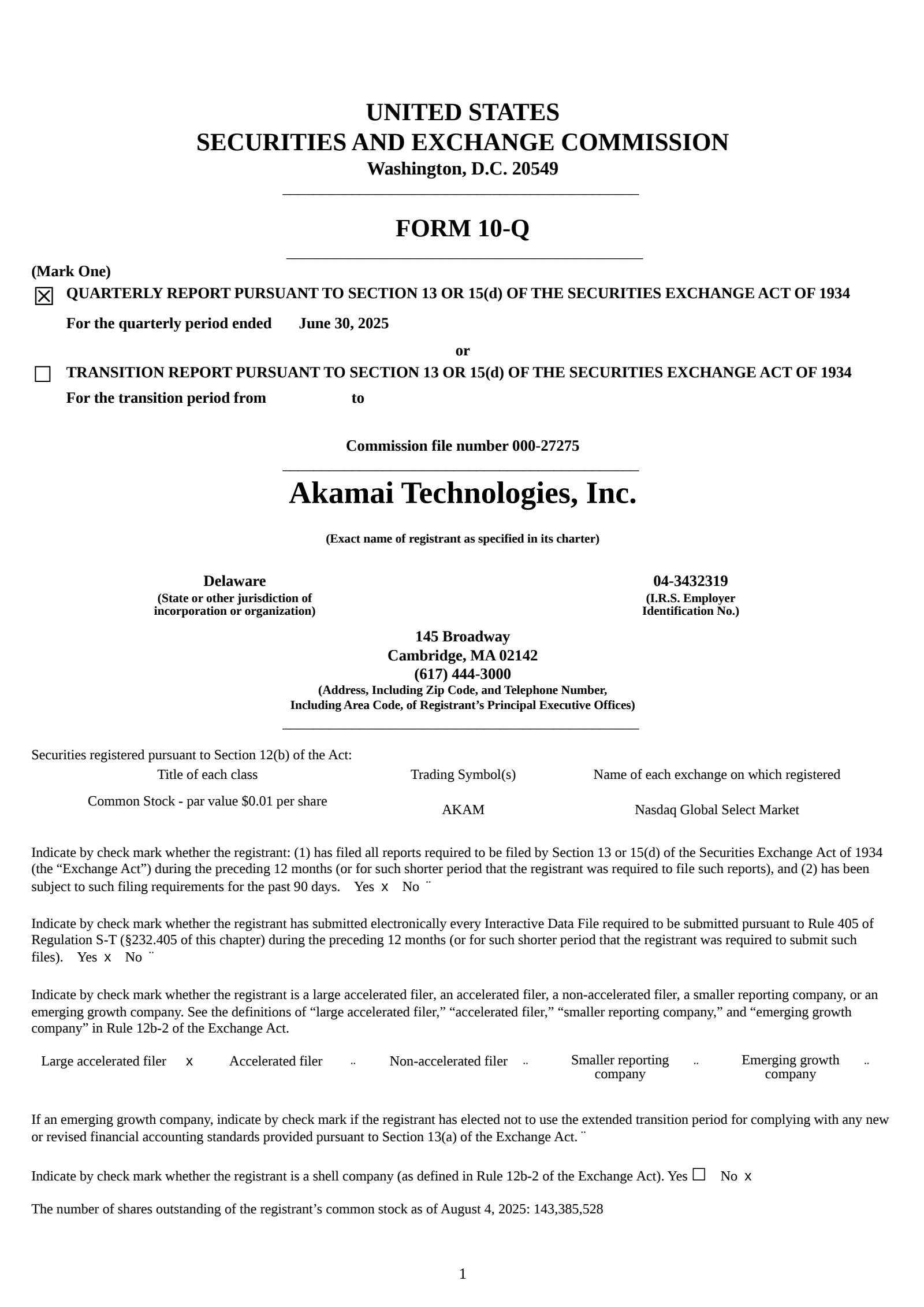Akamai Technologies' Q2 2025 Quarterly report