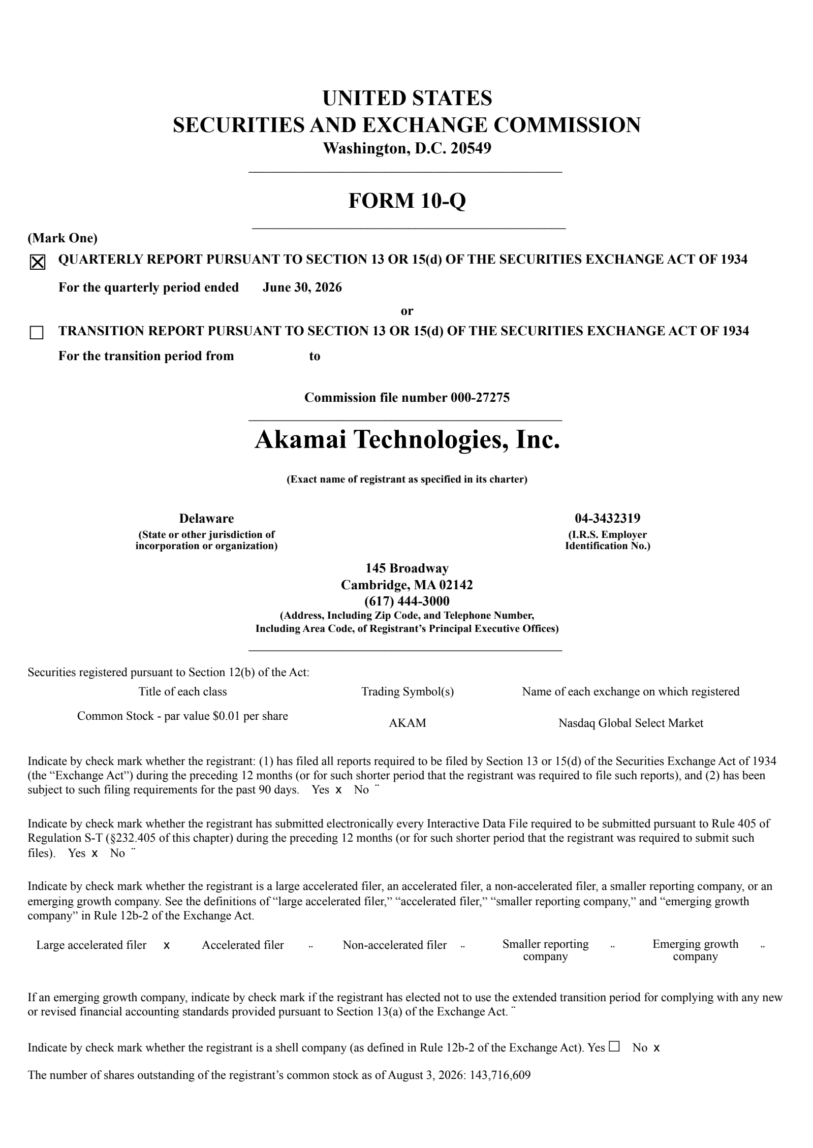 Akamai Technologies' Q2 2026 Quarterly report