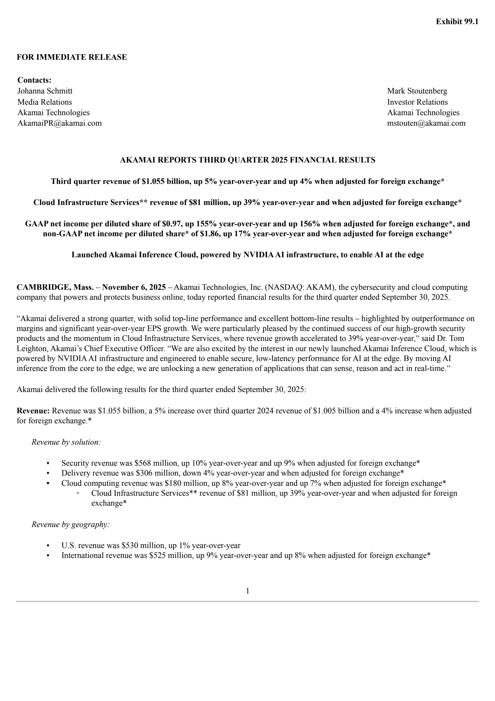 Akamai Technologies' Q3 2025 Earnings Release