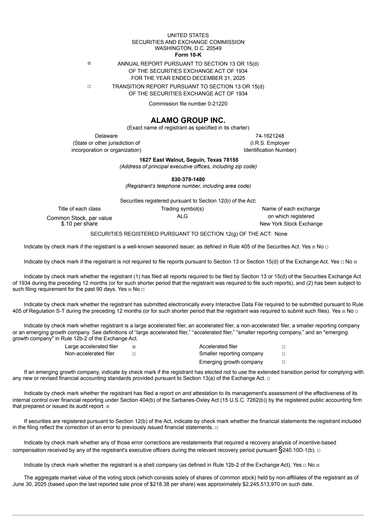 Alamo Group's Q4 2025 Annual report