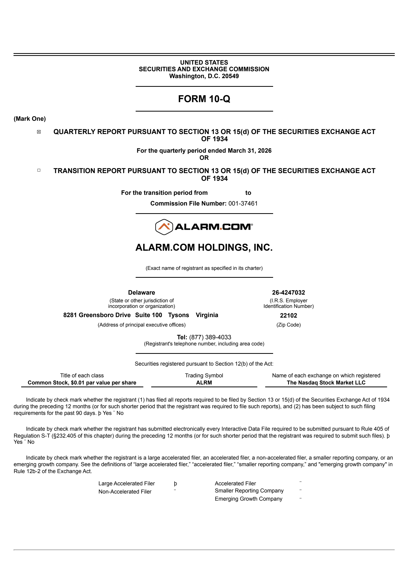Alarm.com's Q1 2026 Quarterly report