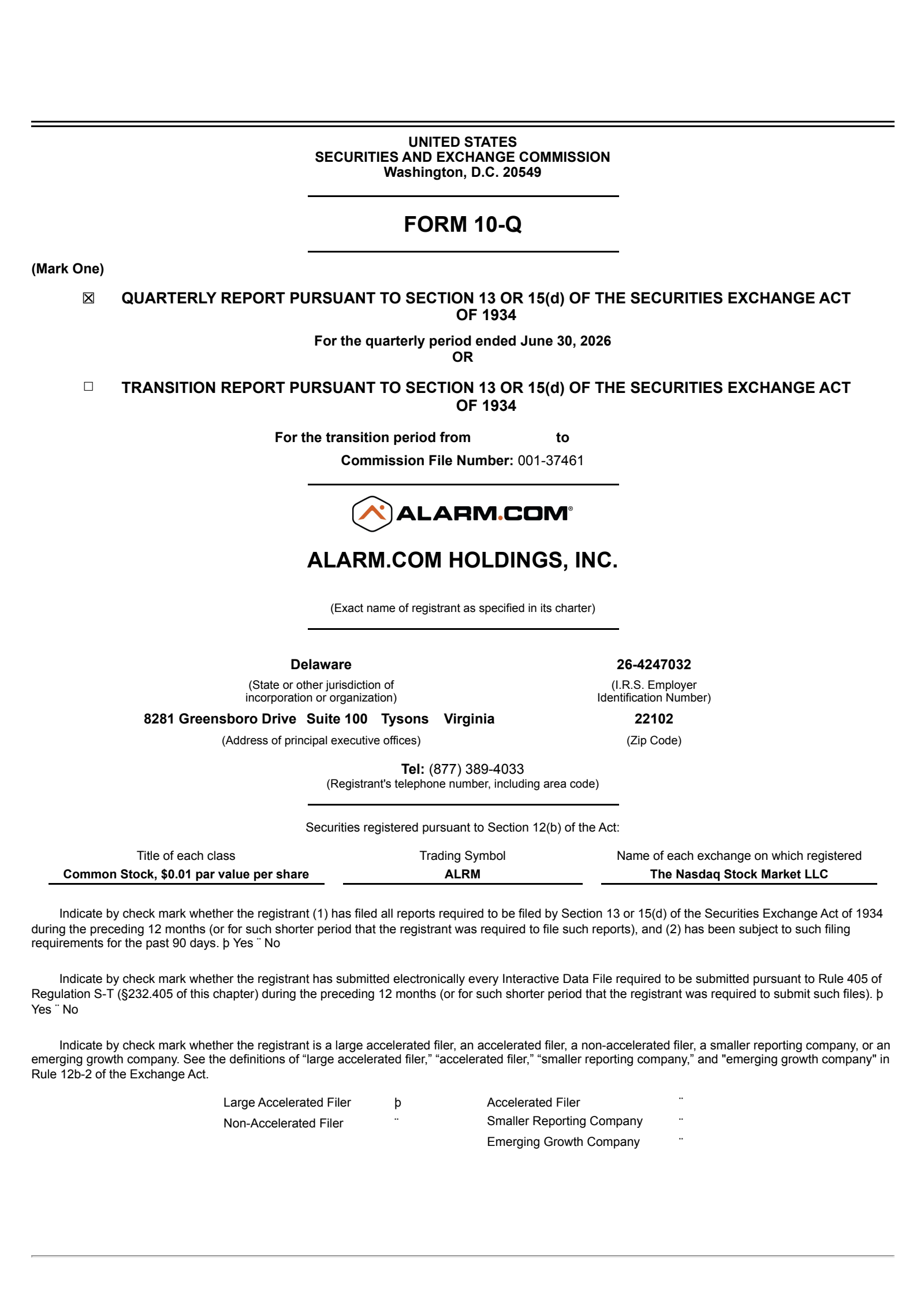 Alarm.com's Q2 2026 Quarterly report