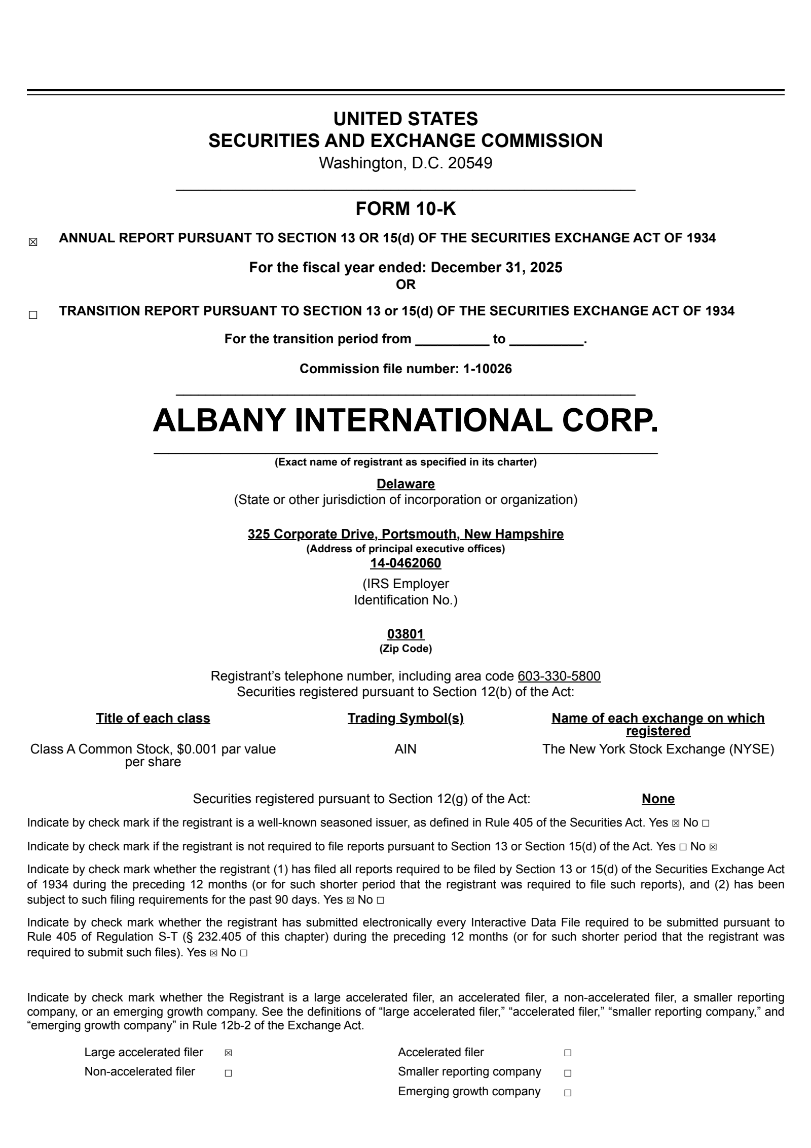 Albany International's Q4 2025 Annual report