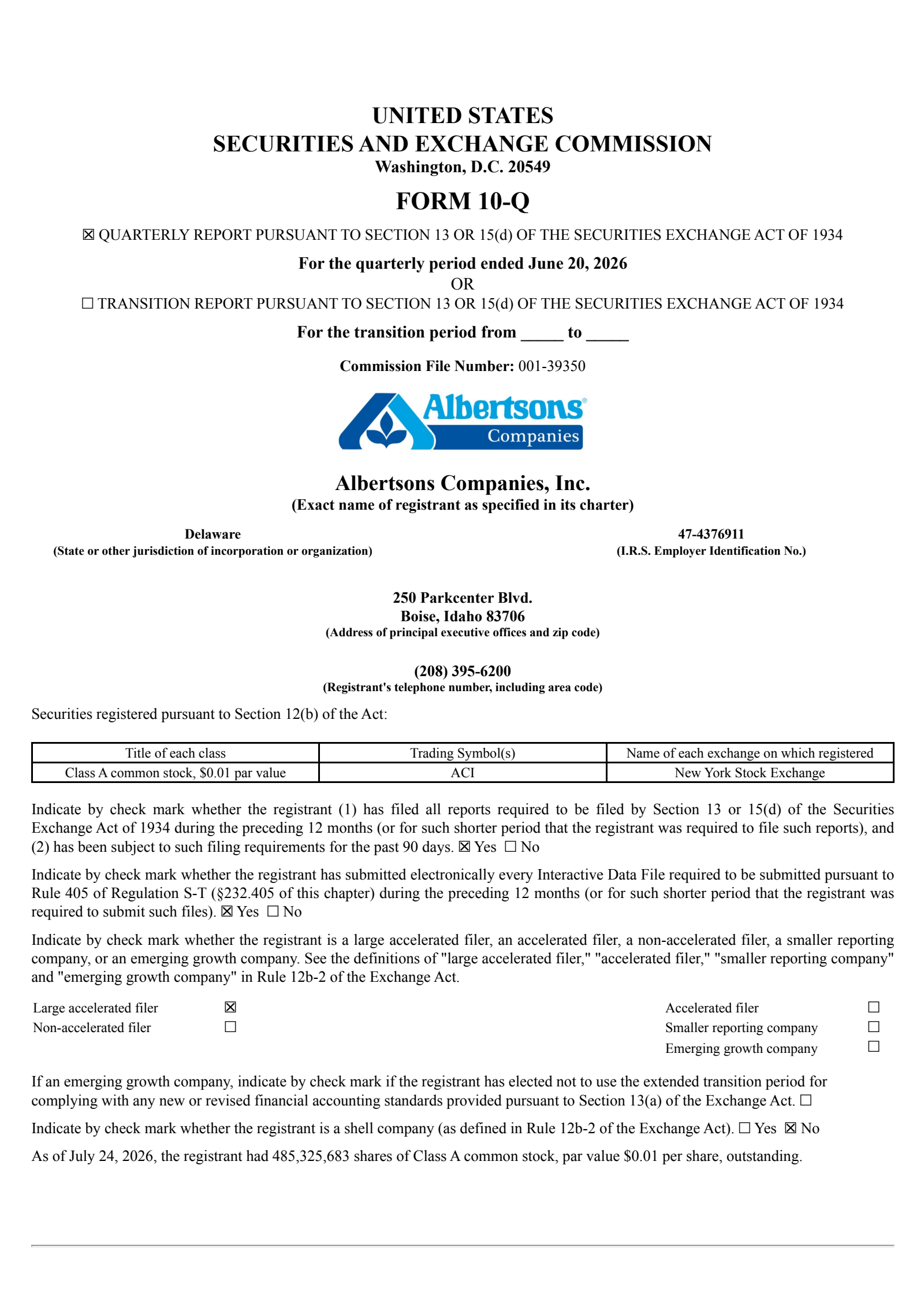 Albertsons Companies' Q1 2027 Quarterly report