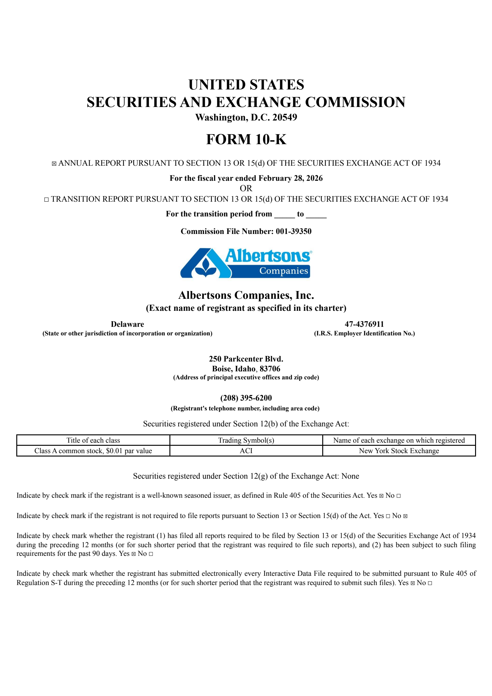 Albertsons Companies' Q4 2026 Annual report