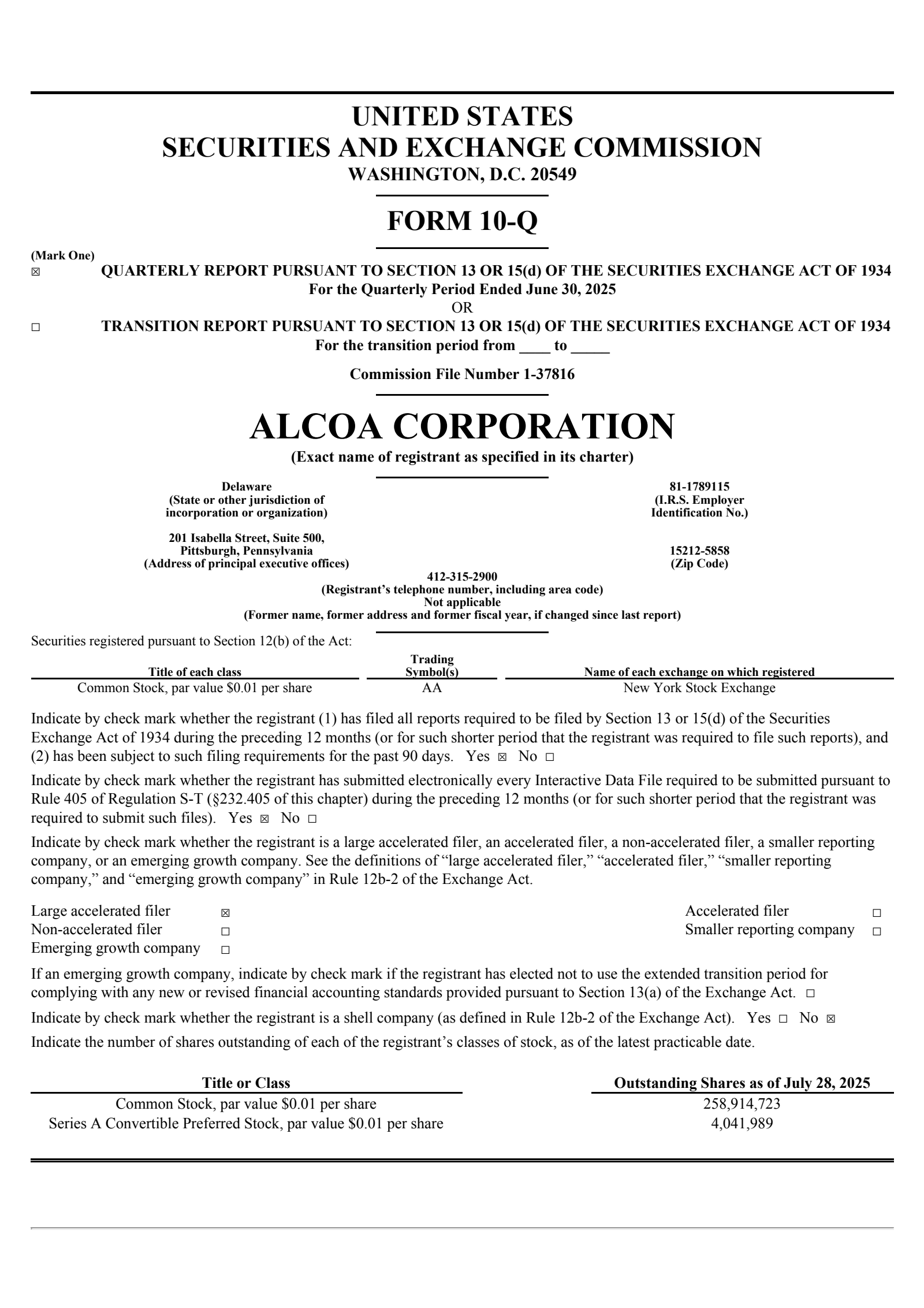 Alcoa's Q2 2025 Quarterly report