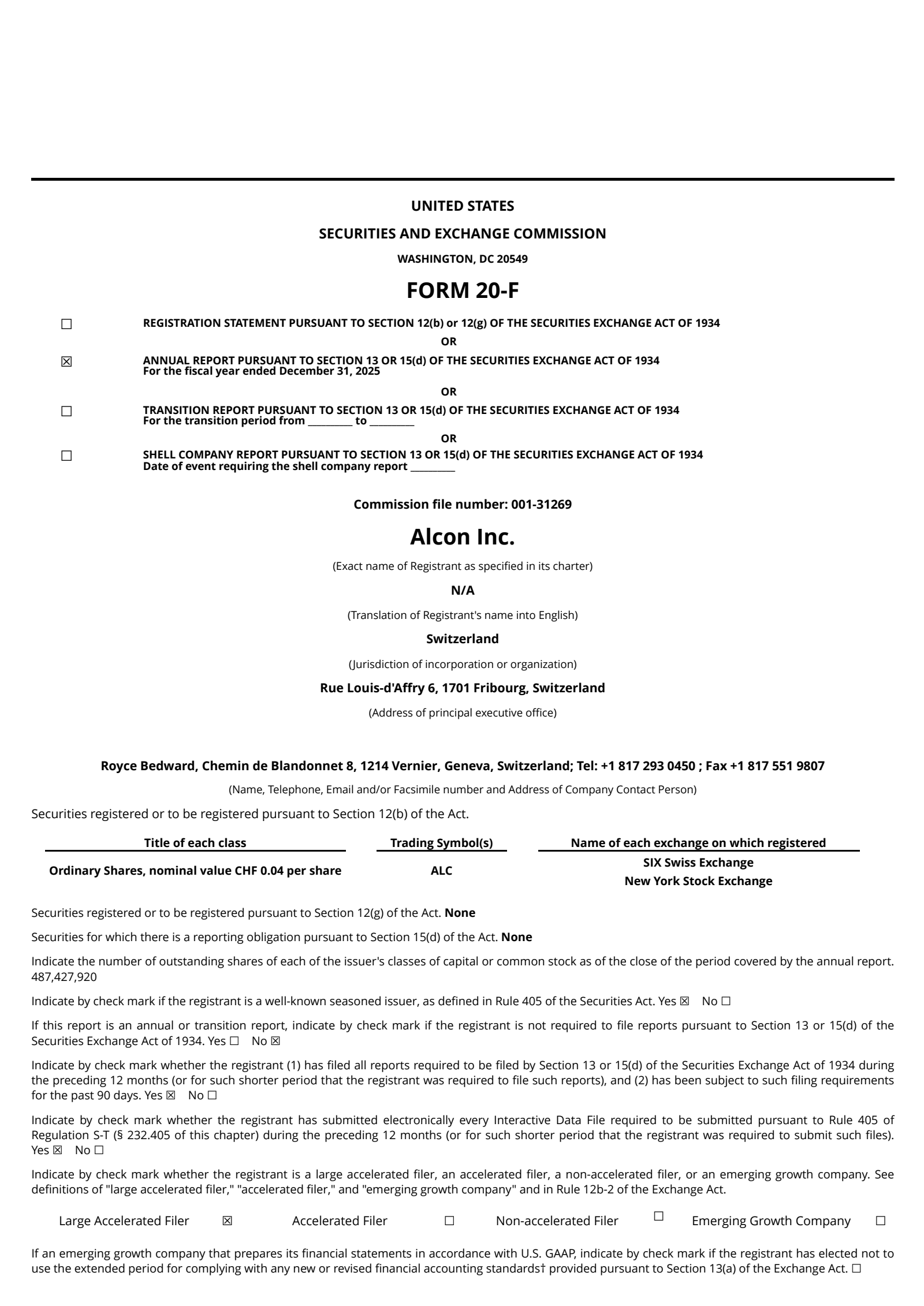 Alcon's Q4 2025 Annual report