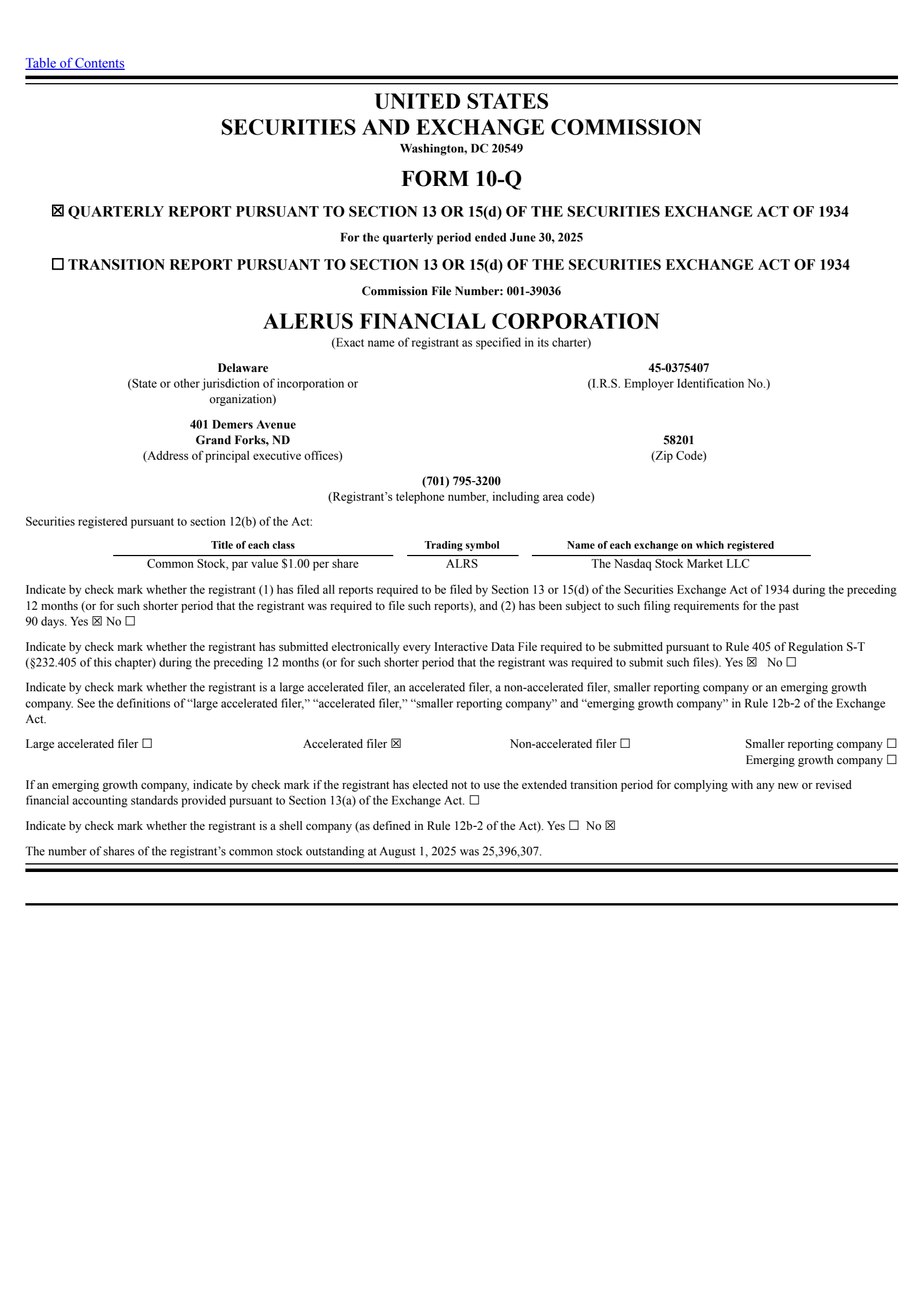 Alerus Financial's Q2 2025 Quarterly Report