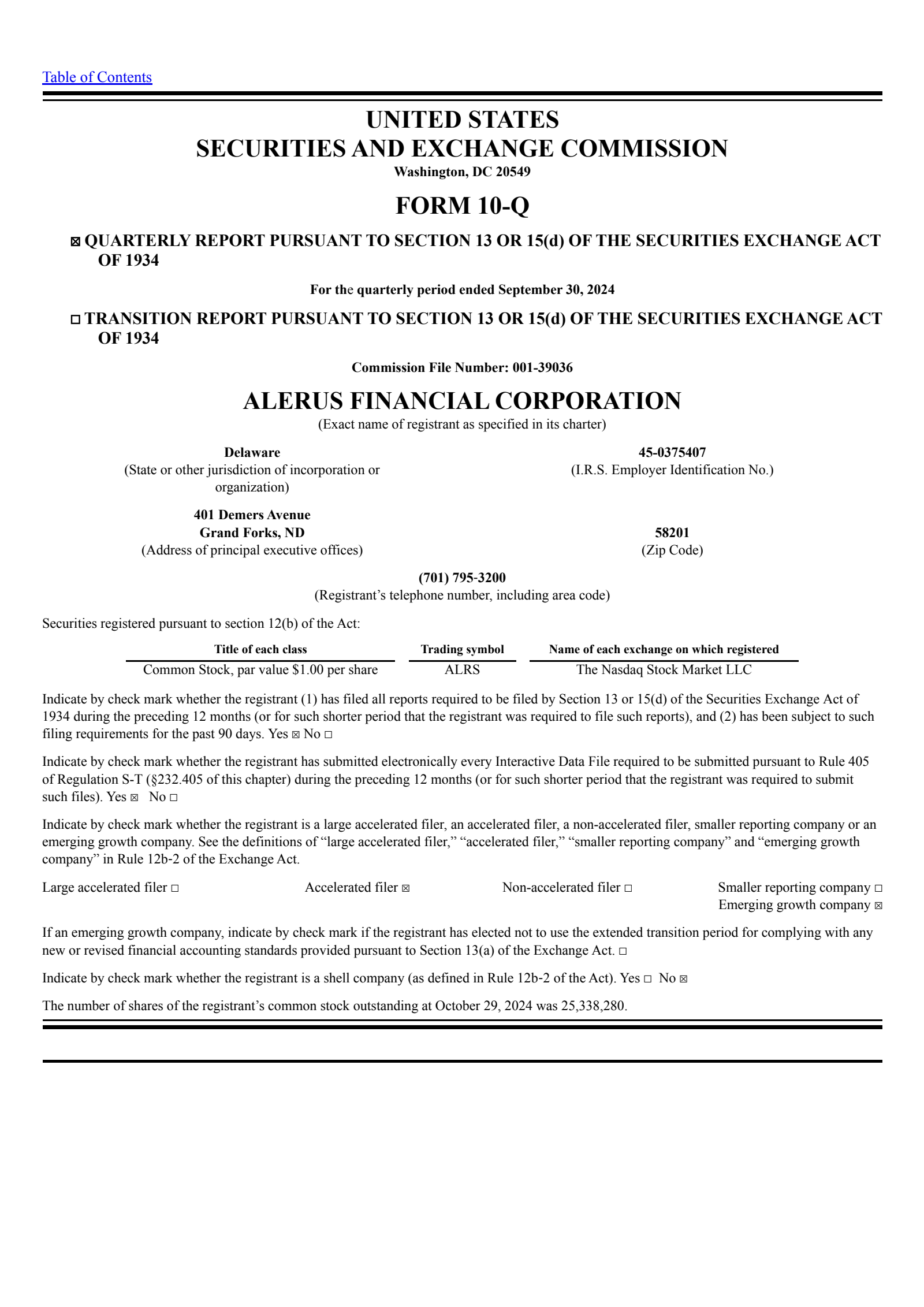 Alerus Financial's Q3 2024 Quarterly report