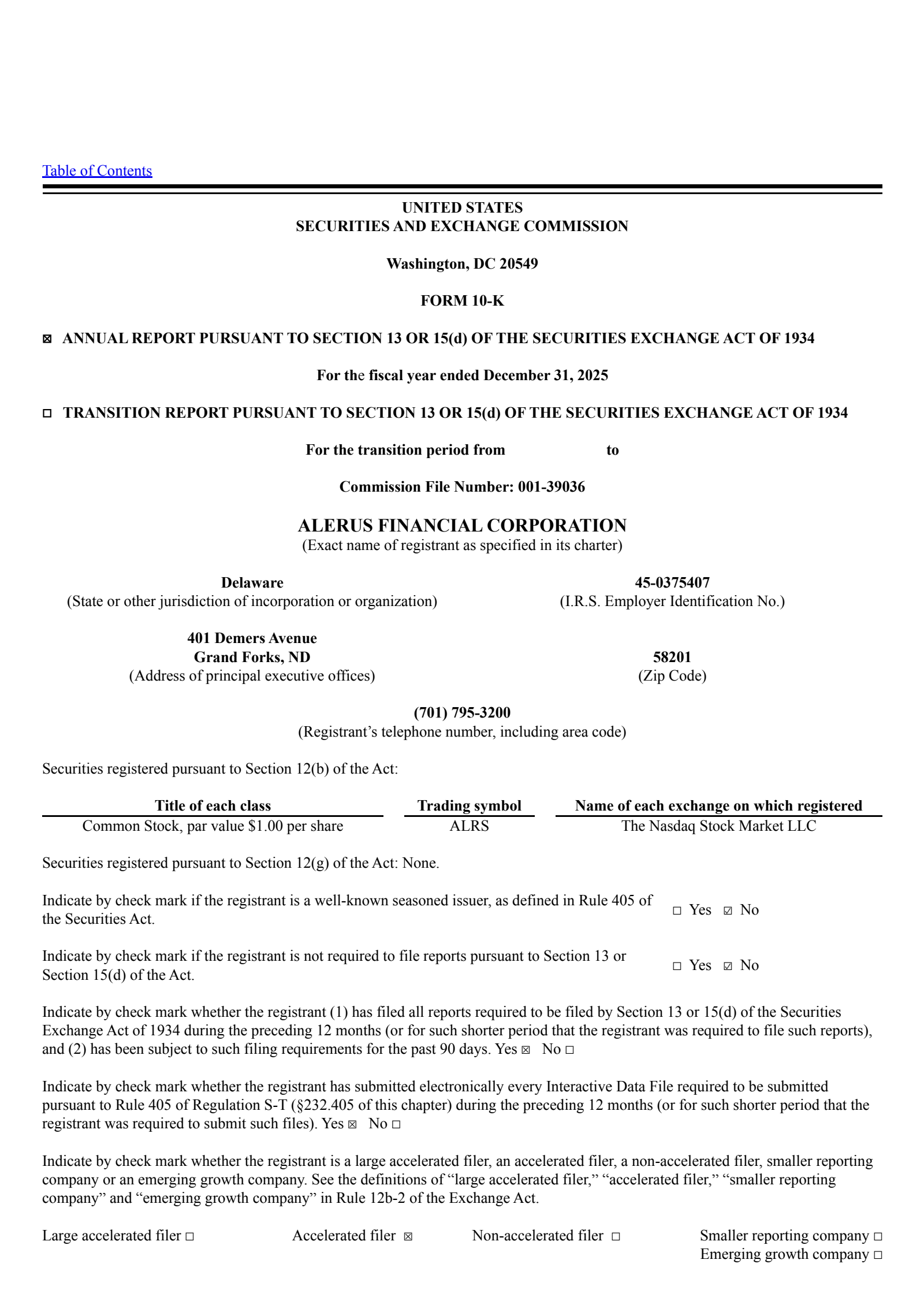 Alerus Financial's Q4 2025 Annual report